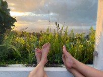 Enjoying the terrace.