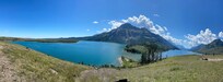a panoramic view from the lake on a bike ride