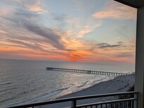 Beautiful sunset views from balcony.