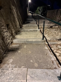 One of the many sets of stairs from the apartment to Old Town