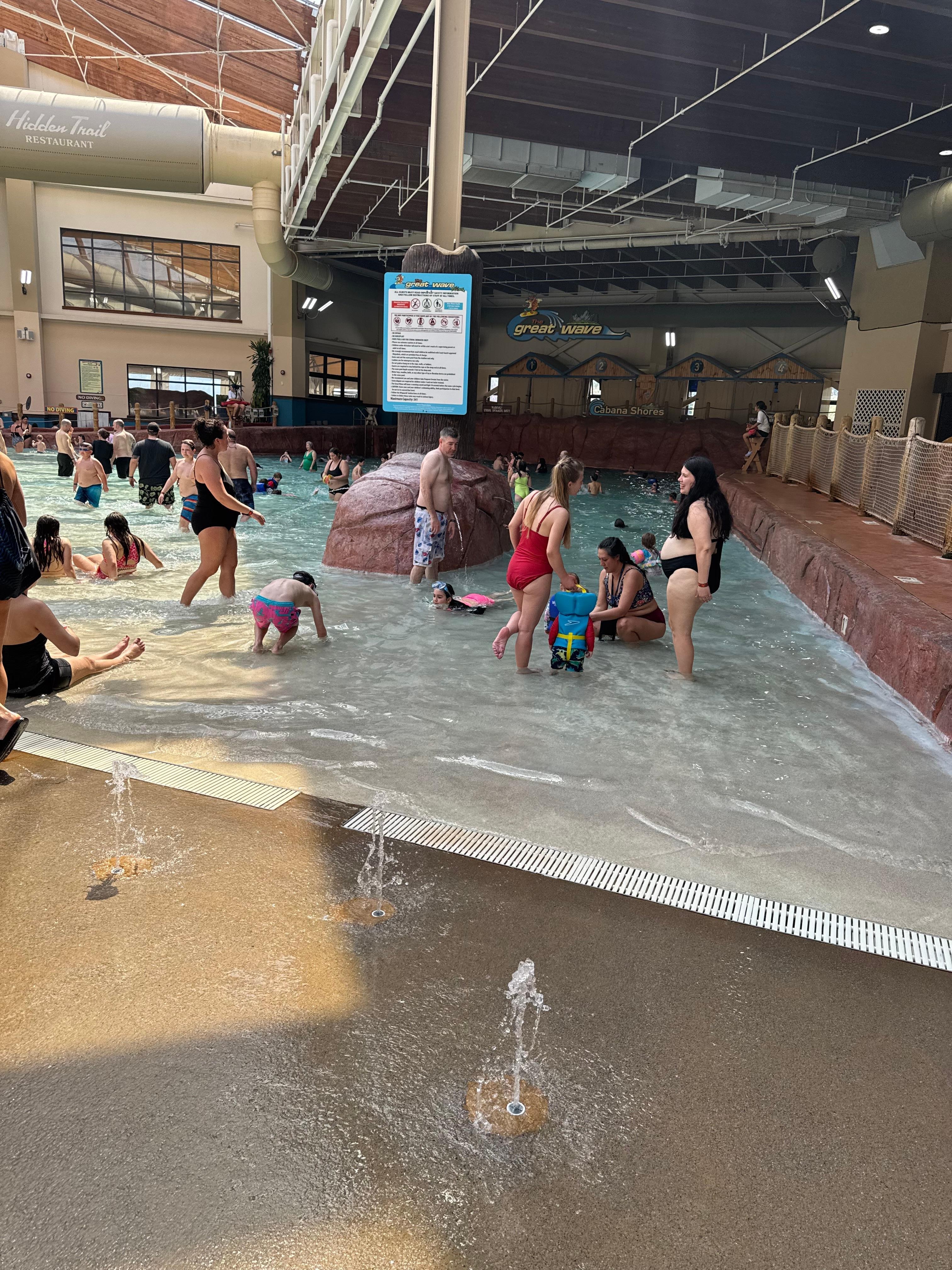The wave pool, I was surprised at how strong the waves were.