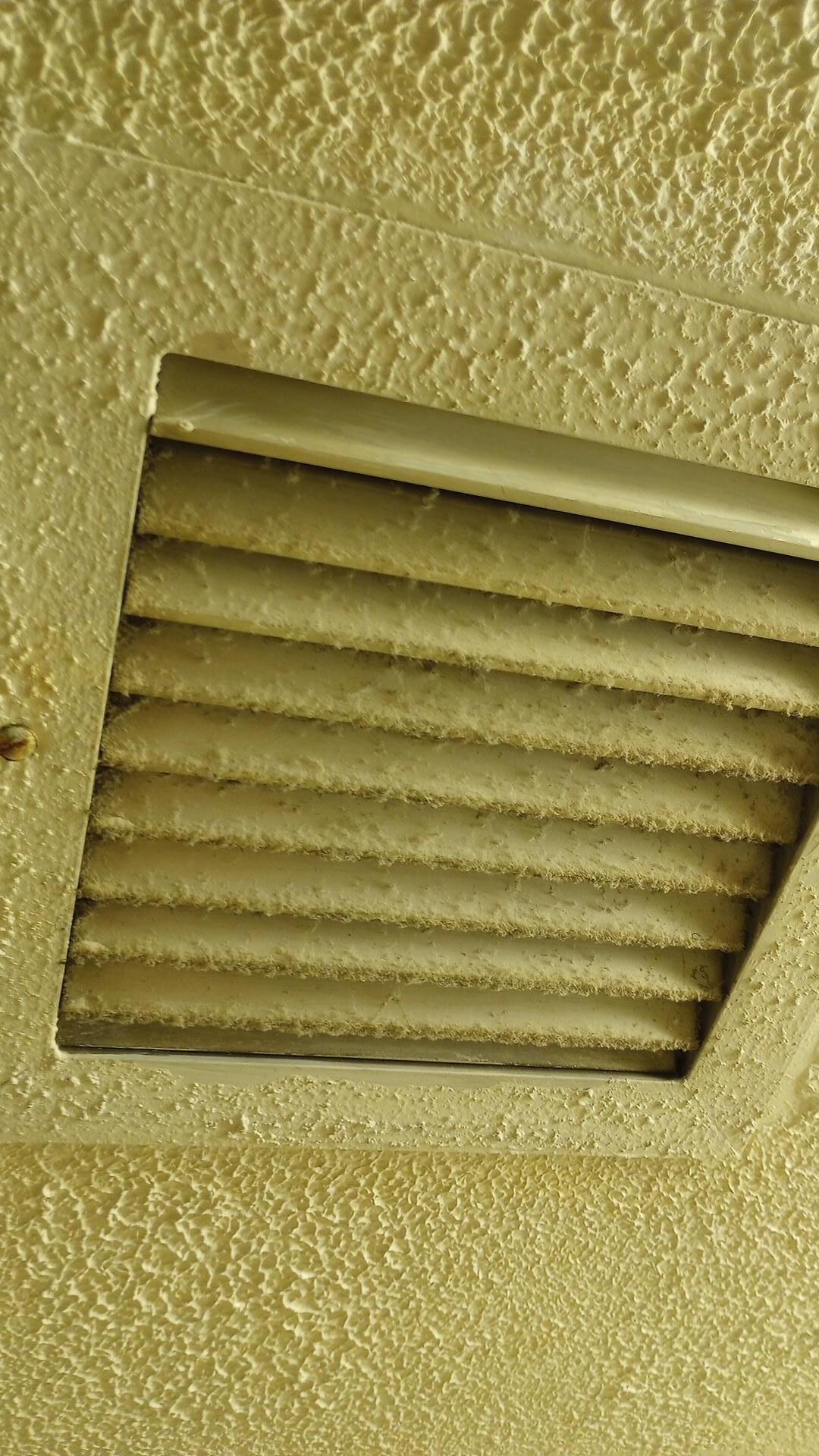 Dusty dirty fan in the bathroom