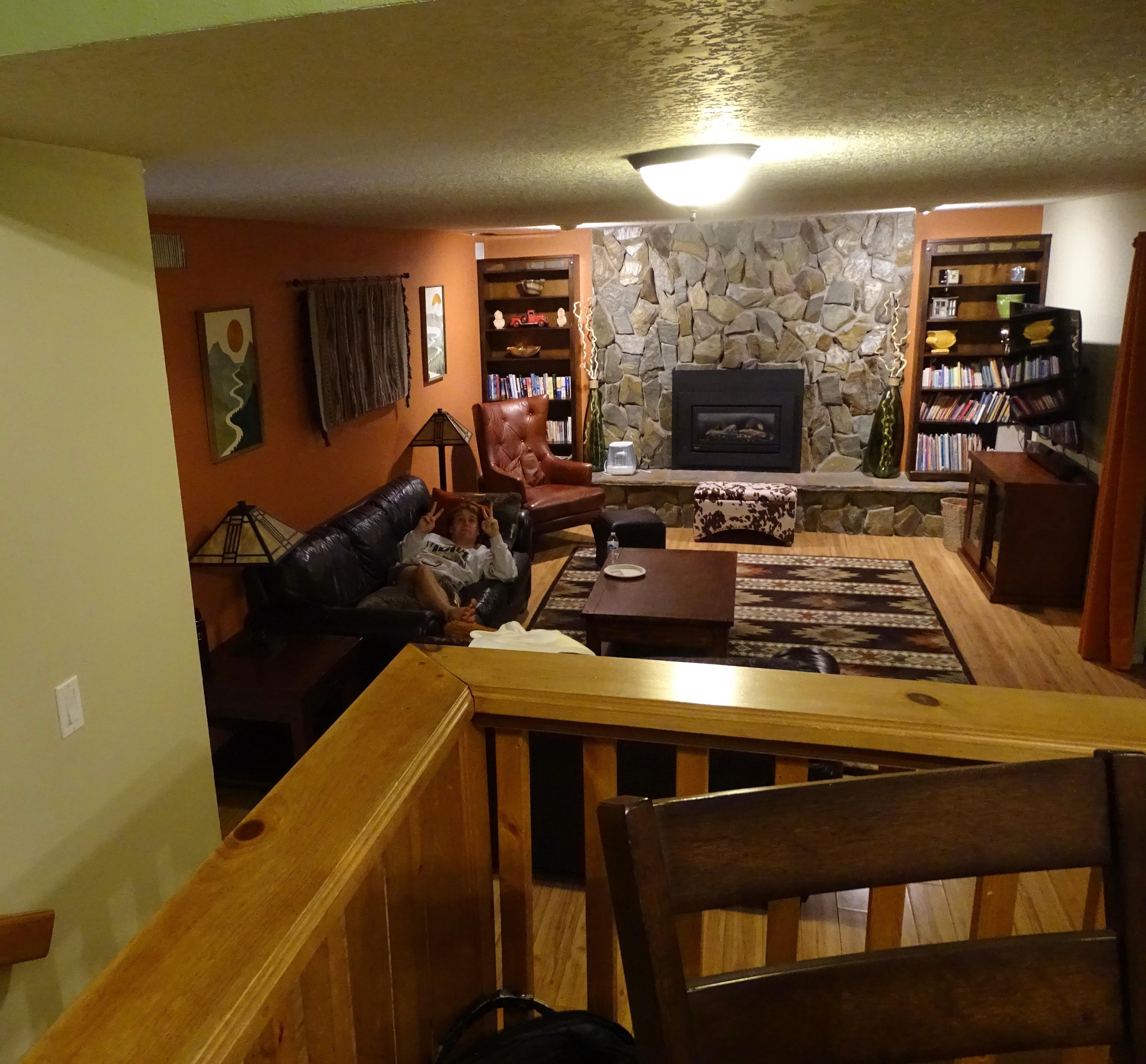 A 21 year kid retreat the sunken Den below the kitchen. This was his favorite retreat 