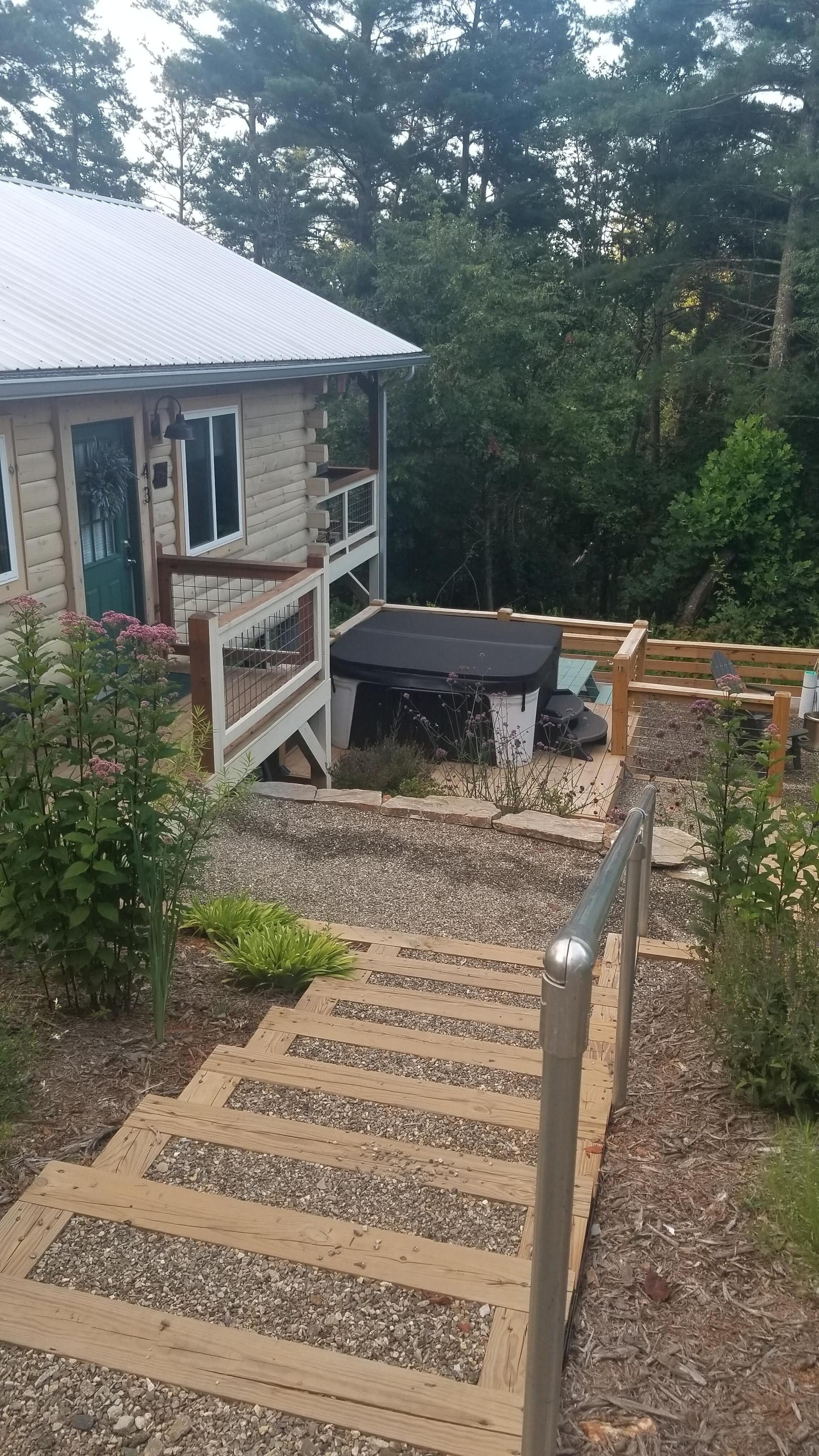 Lots of native plants along the steps.   We saw lots of butterflies especially Black and Yellow Swallowtails and a yellow canary visiting the flowers.