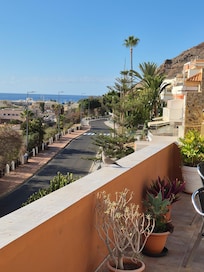 Rooftop terrace looking down to Puerto de Mogan..
