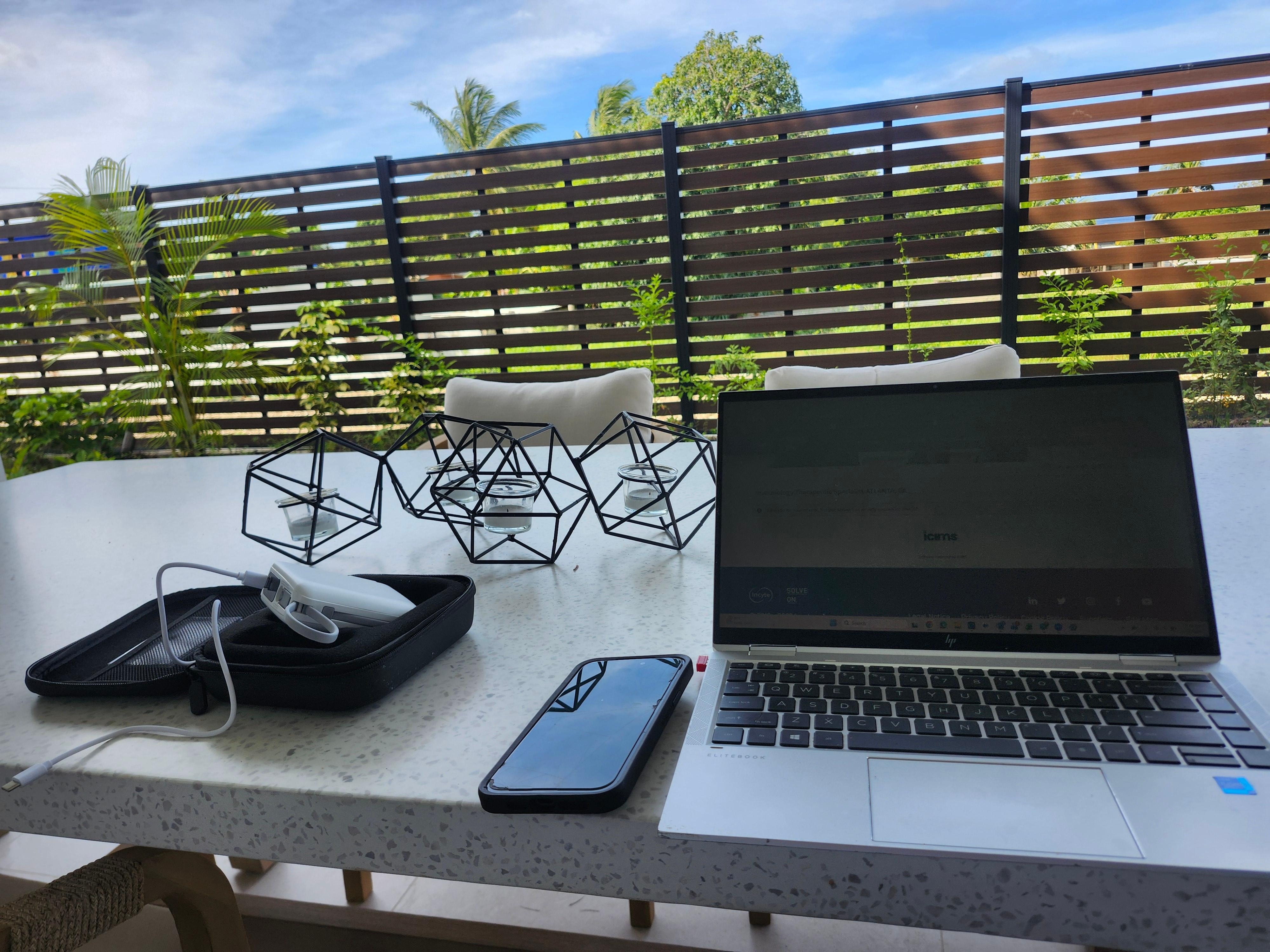 If you have to work;why not on this fabulous patio!