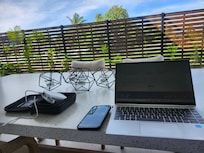 If you have to work;why not on this fabulous patio!
