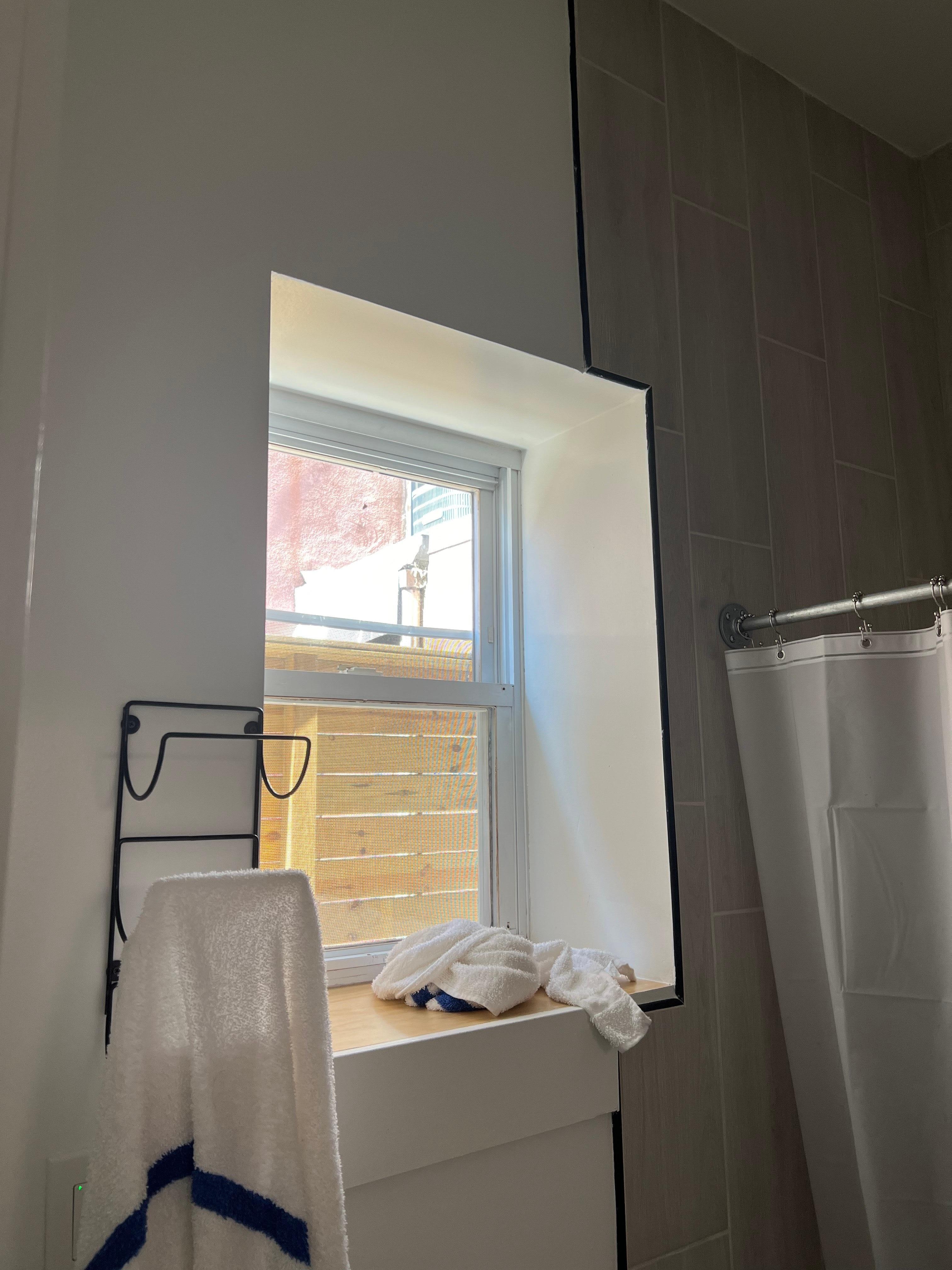 no blinds in bathroom