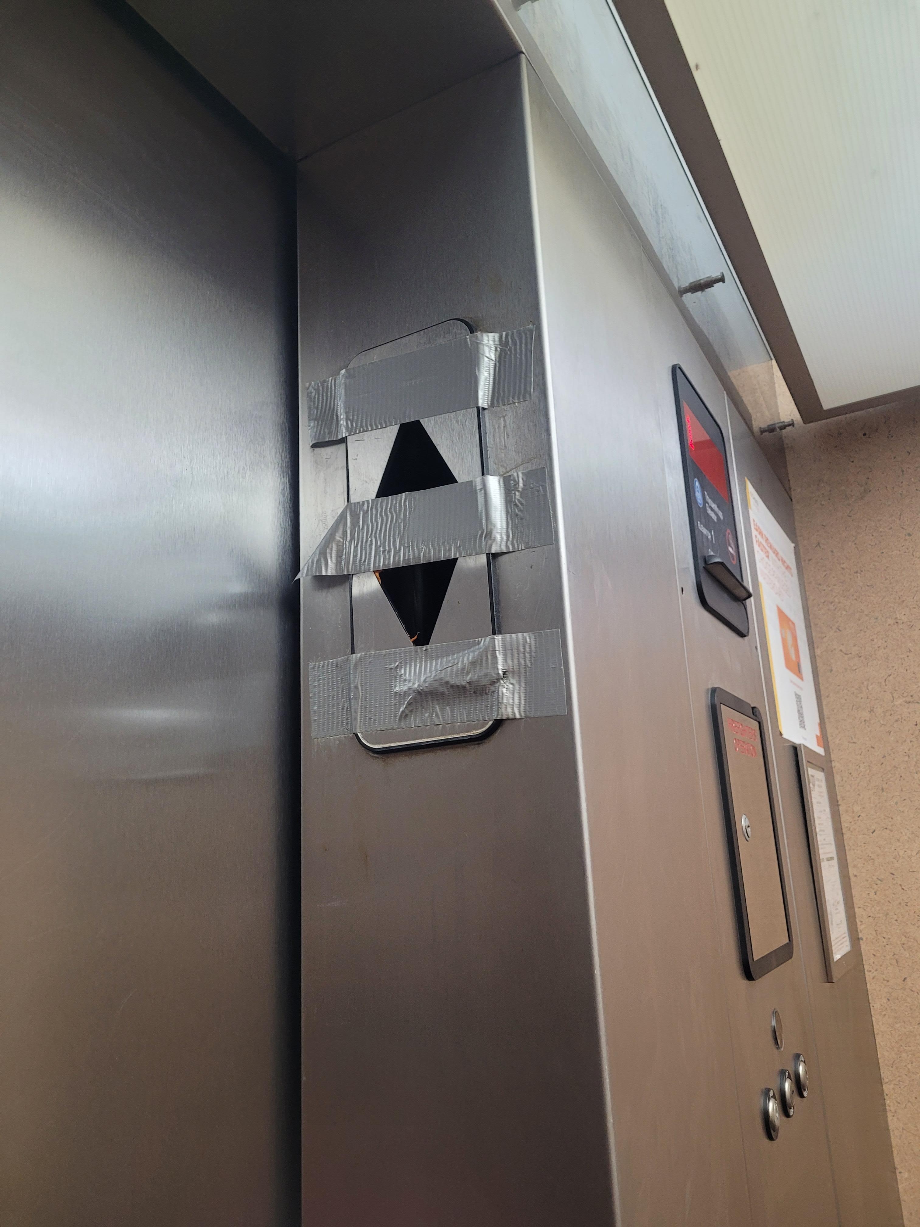 Stuck in elevator for 40min till fire dept arrived, duck tape on elevator, mold and hair in tub /shower.