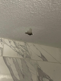 Ceiling popcorn coming down into master shower.