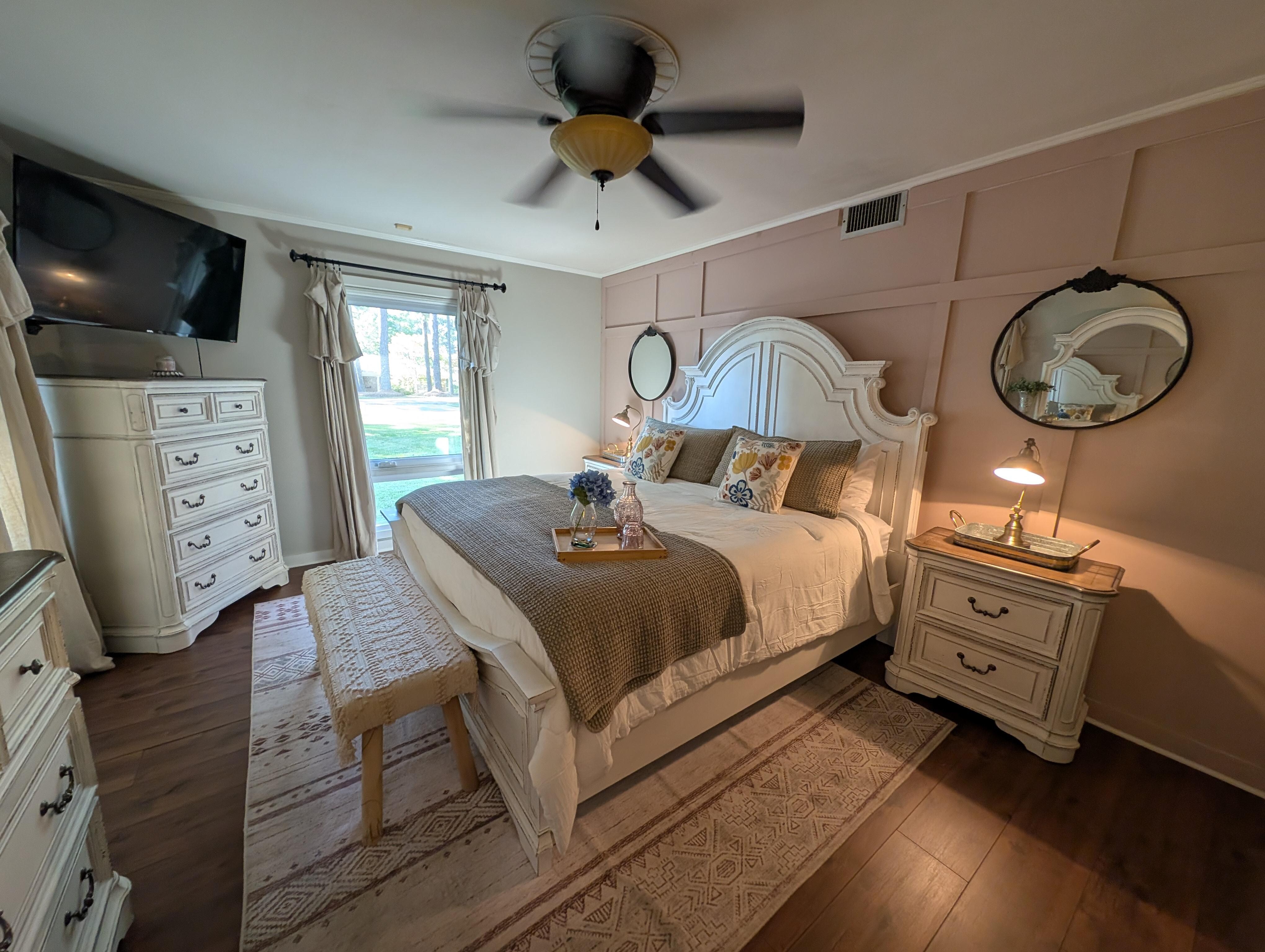 Beautiful master bedroom and comfortable bed.