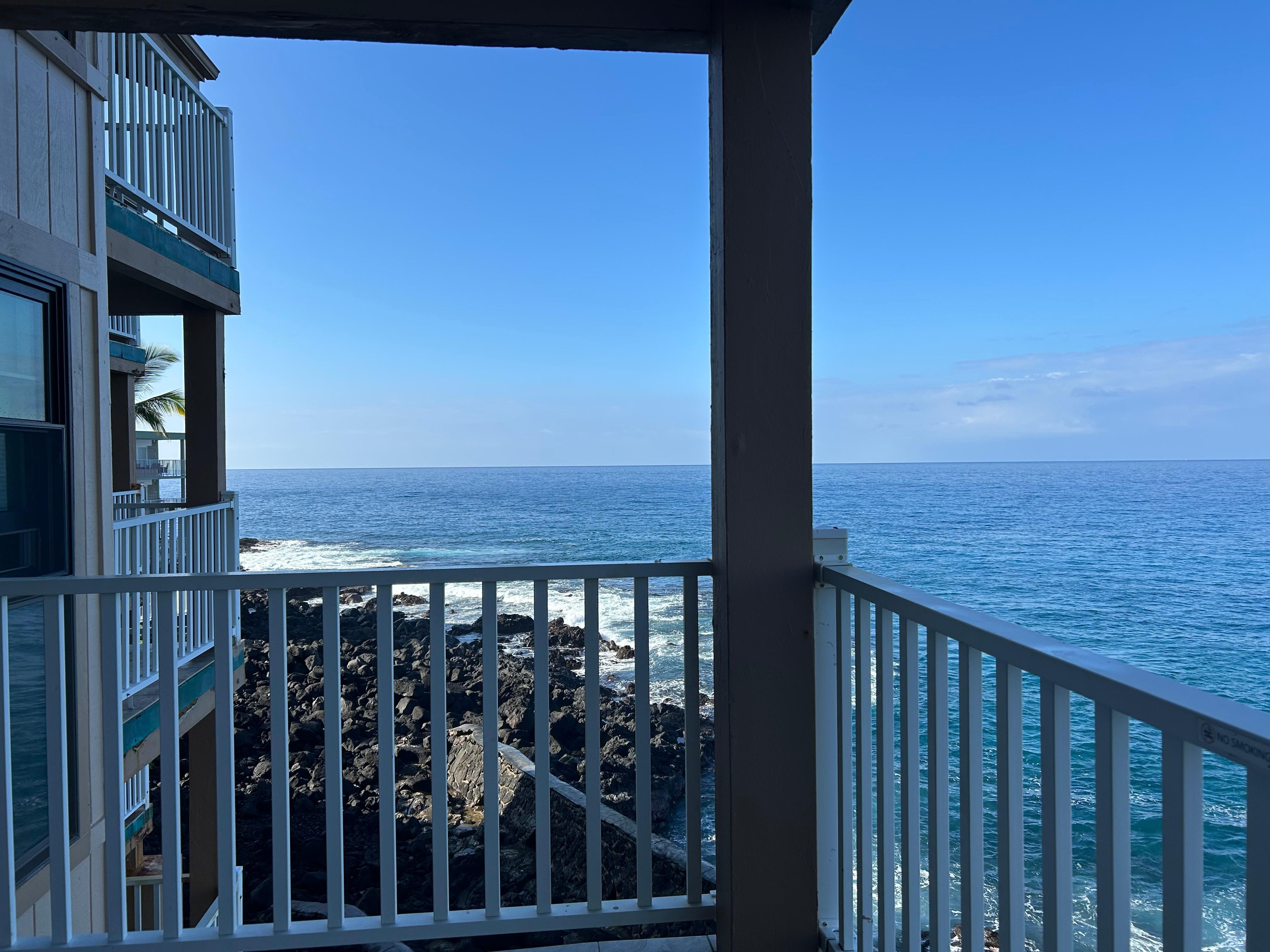 Amazing views from large lanai right on ocean (we could see schools of yellow fish!)