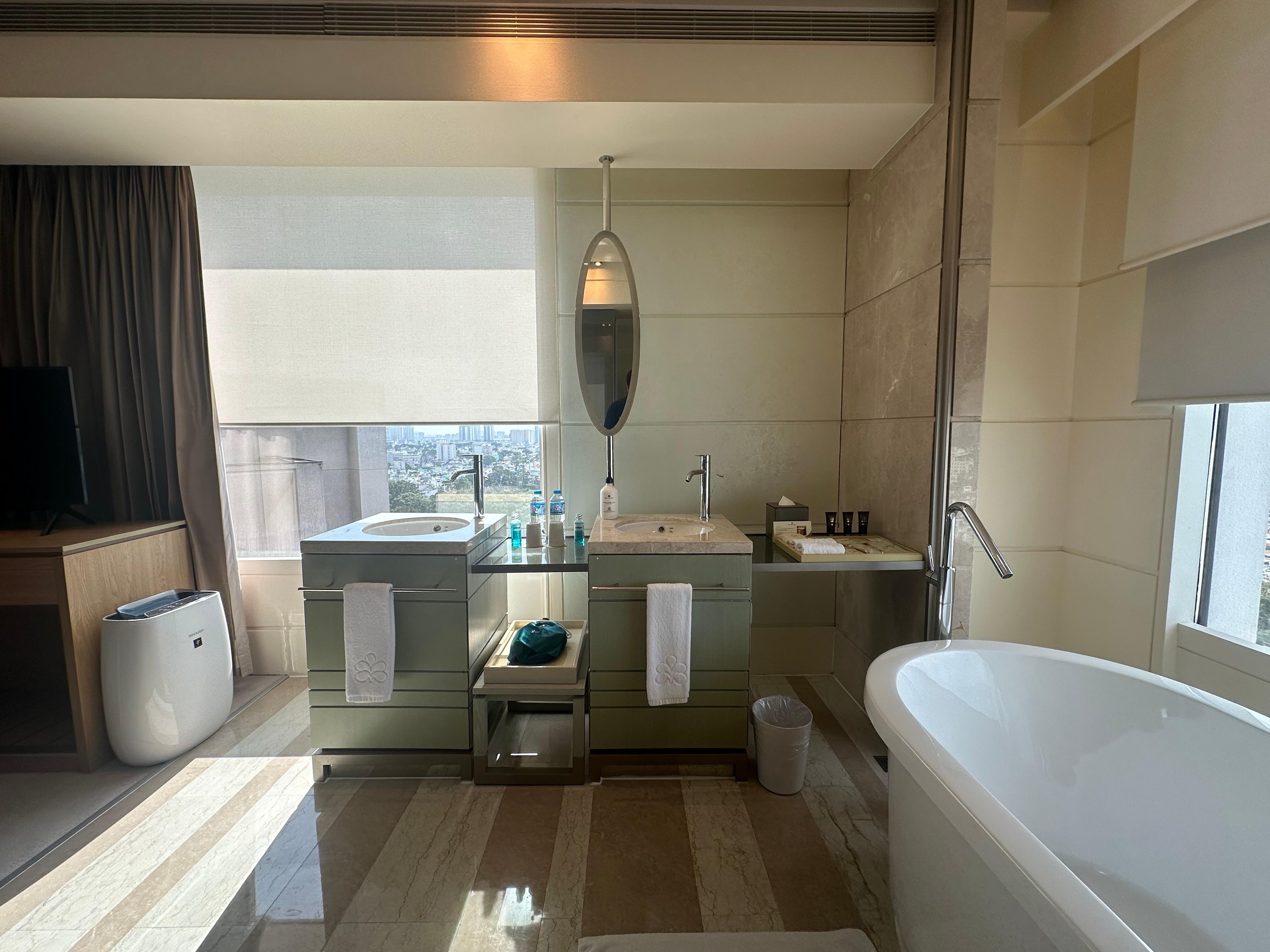 Hotel room bathroom 