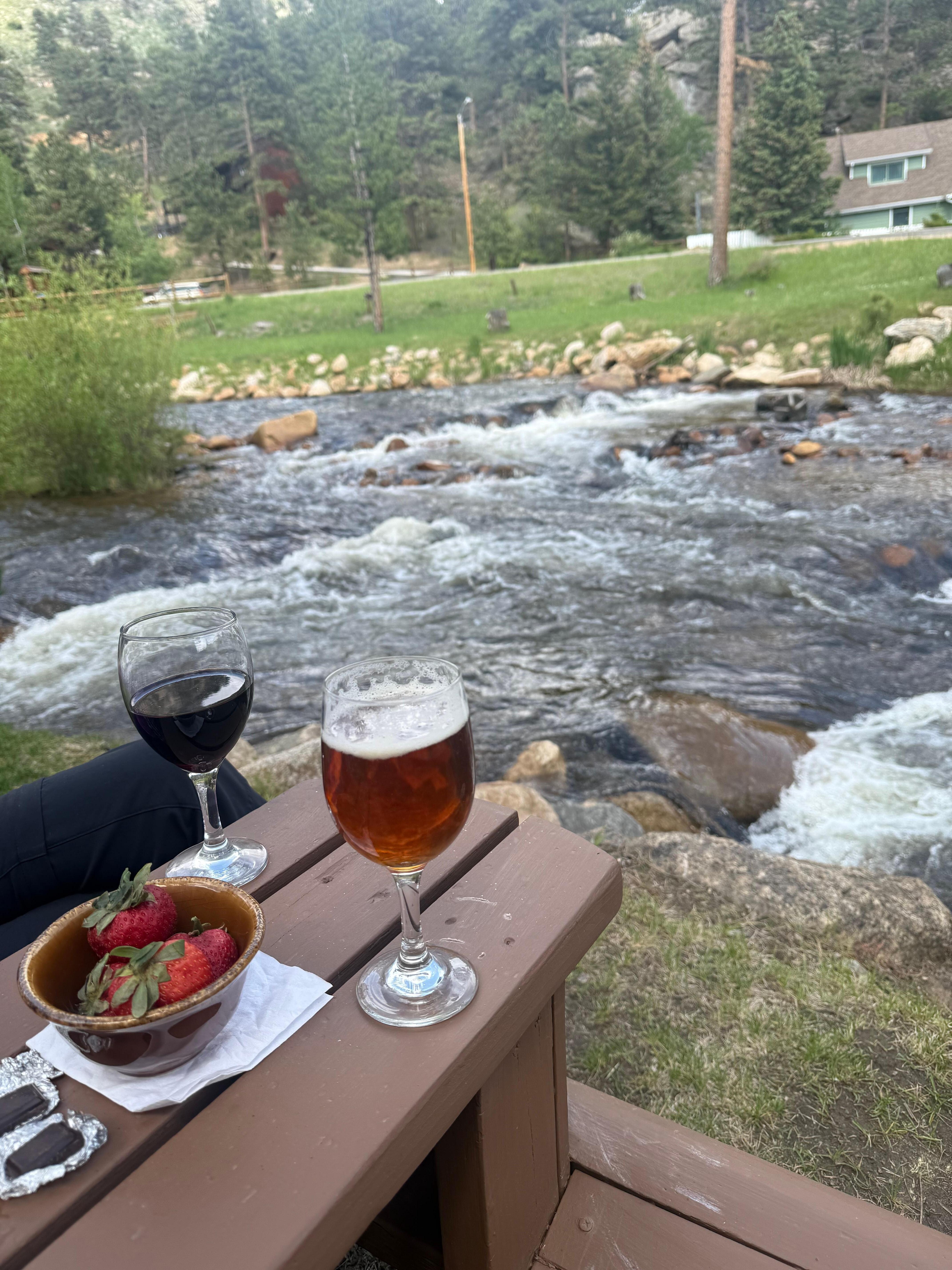 Relaxing by the river in front of our unit.