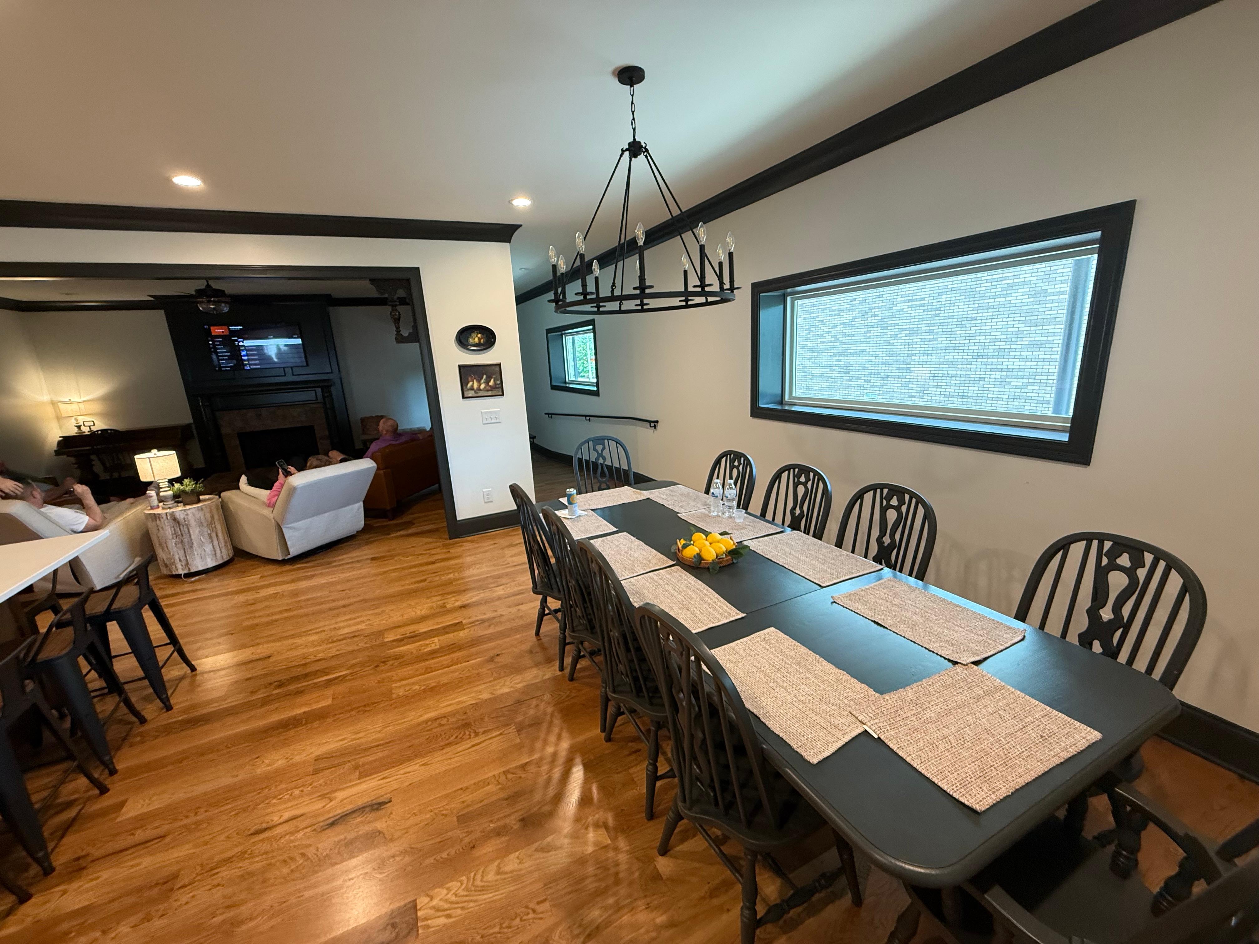 Kitchen table. 
Perfect for playing cards  