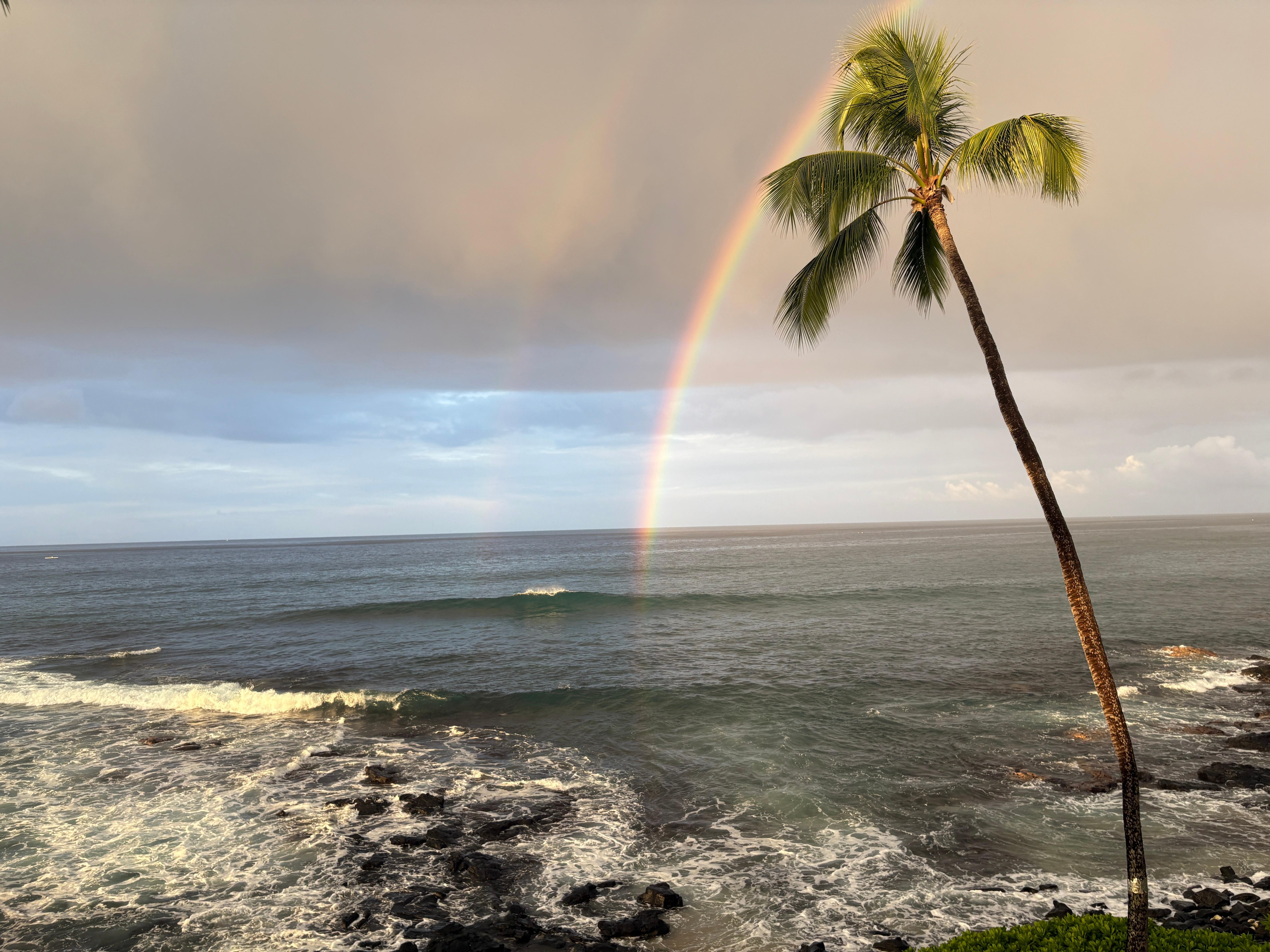 A double rainbow from the lanai.