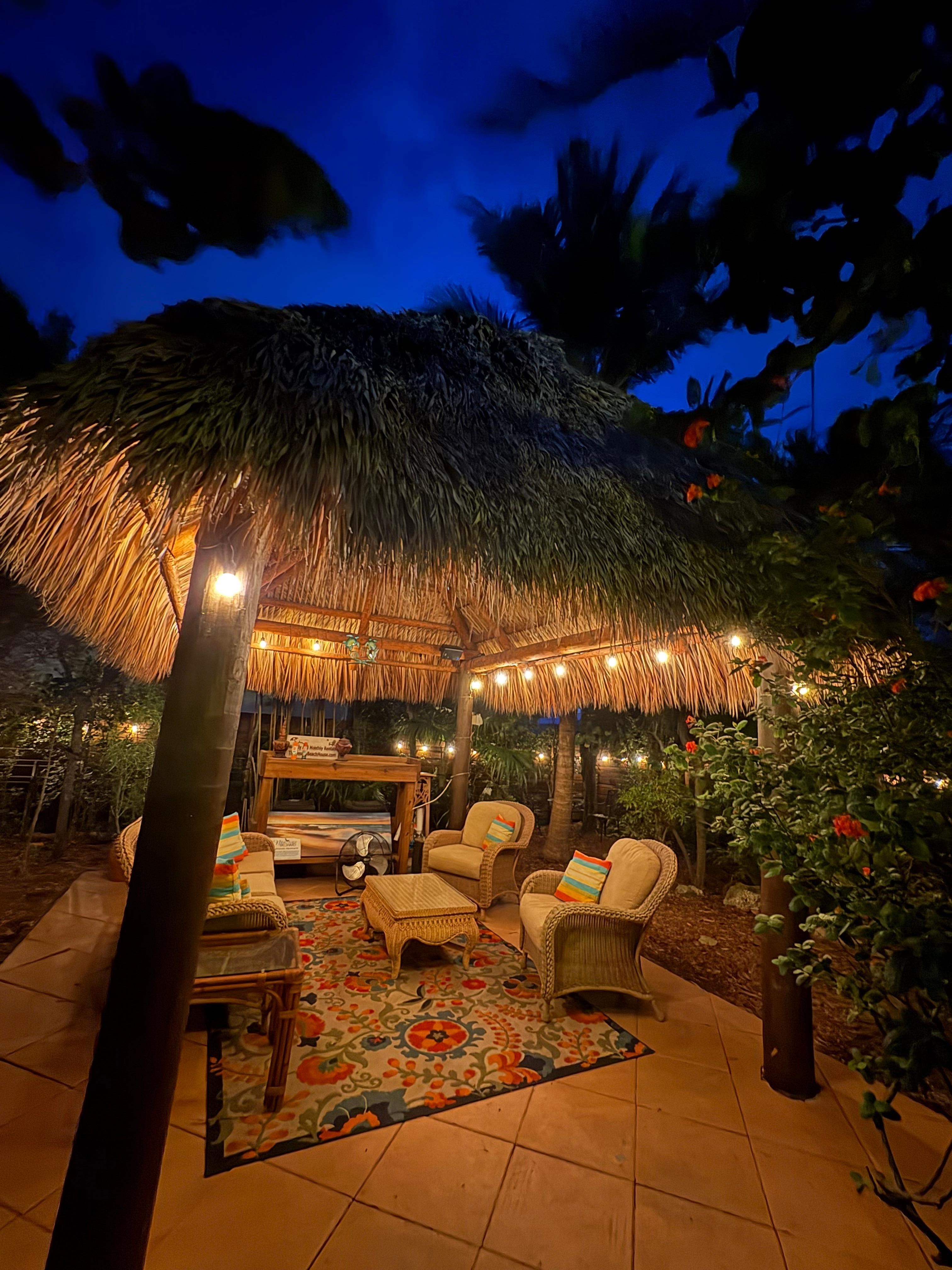 Tiki hut where I had morning coffee and listened to the birds. 