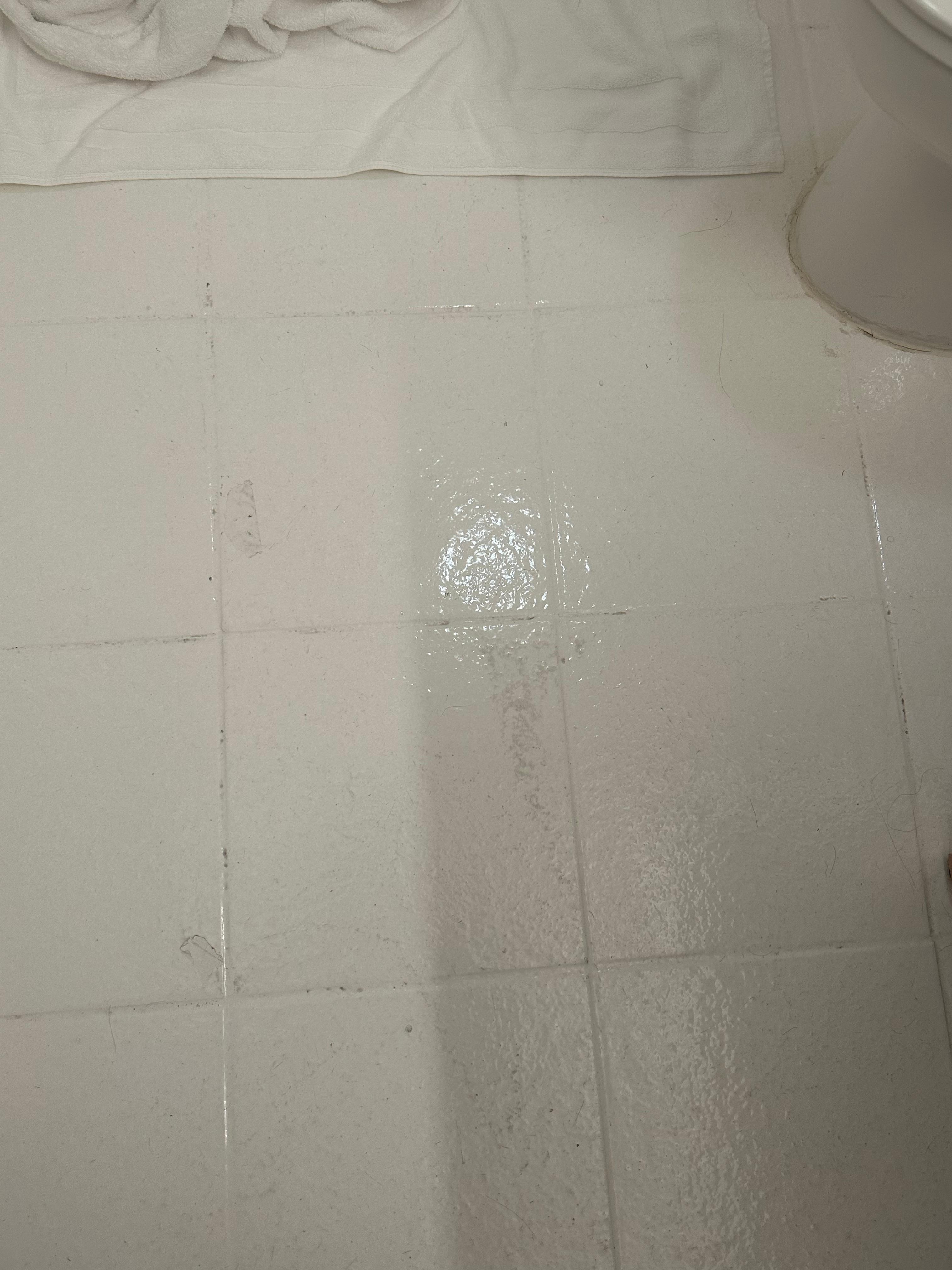 Outdated bathroom floor tile 
