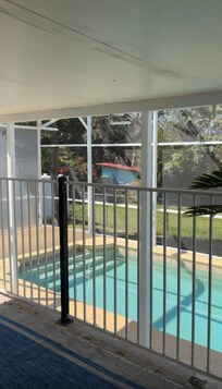 Pool is beautiful and such a great backyard to hang out