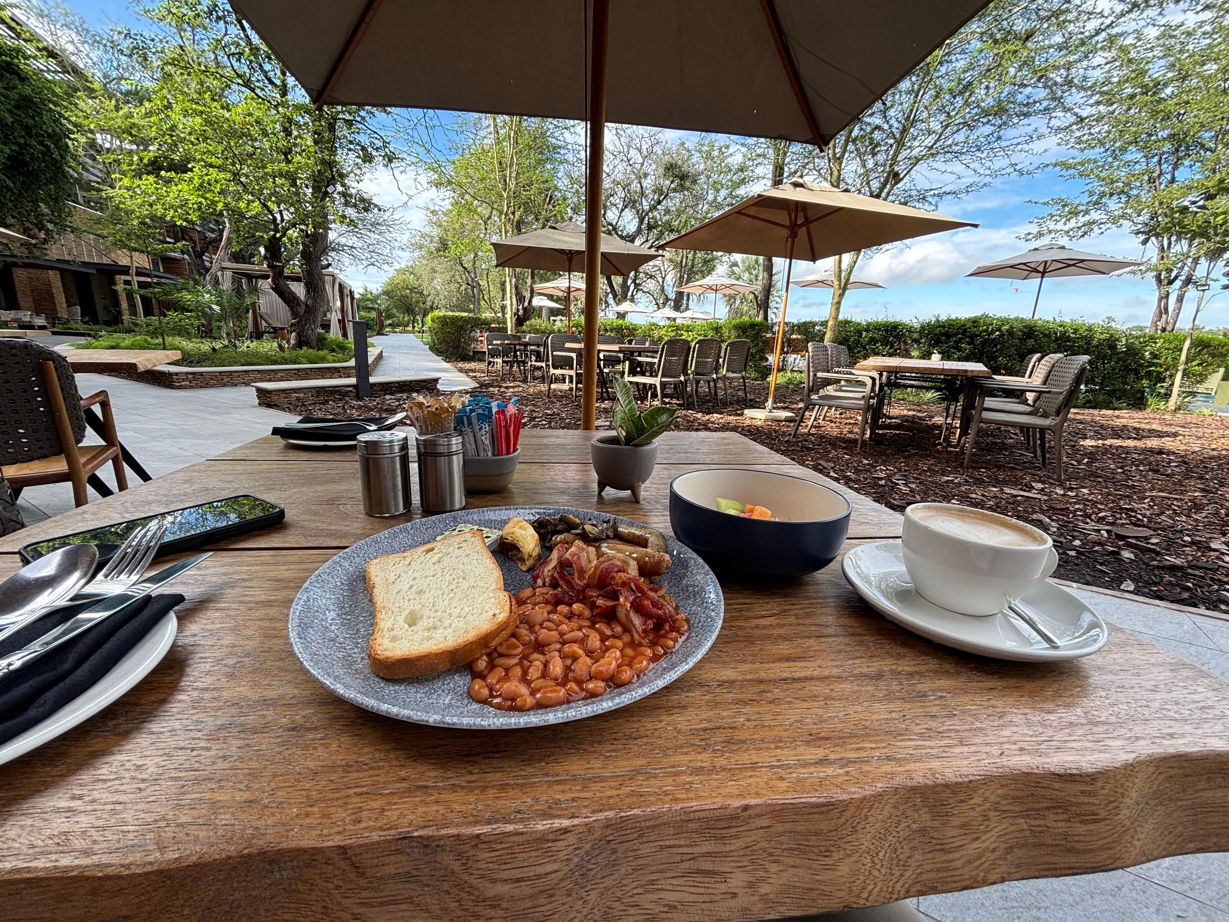Breakfast on the outdoor restaurant area