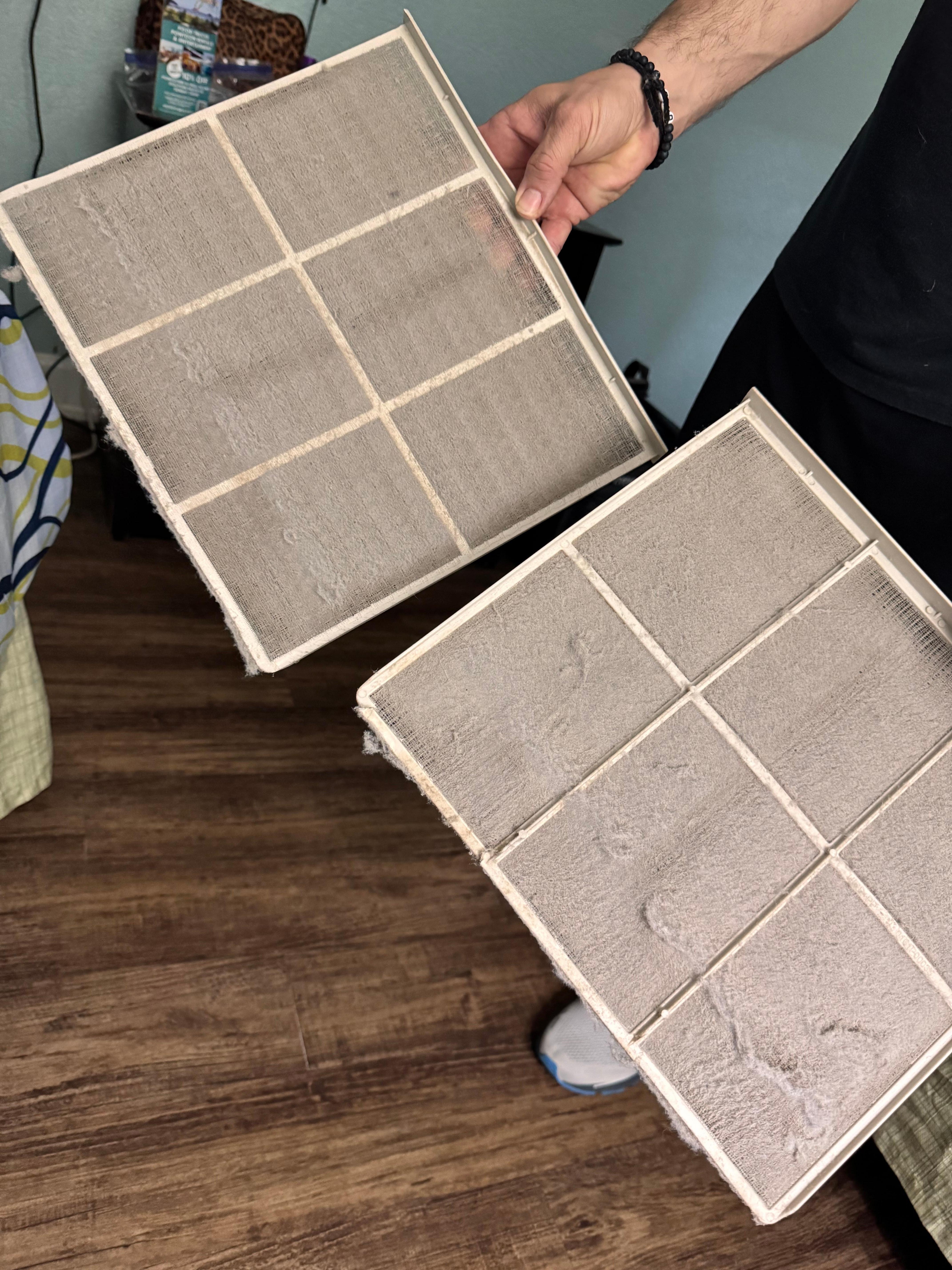 The filters my husband had to clean. Maintenance showed up 2 days into our stay.