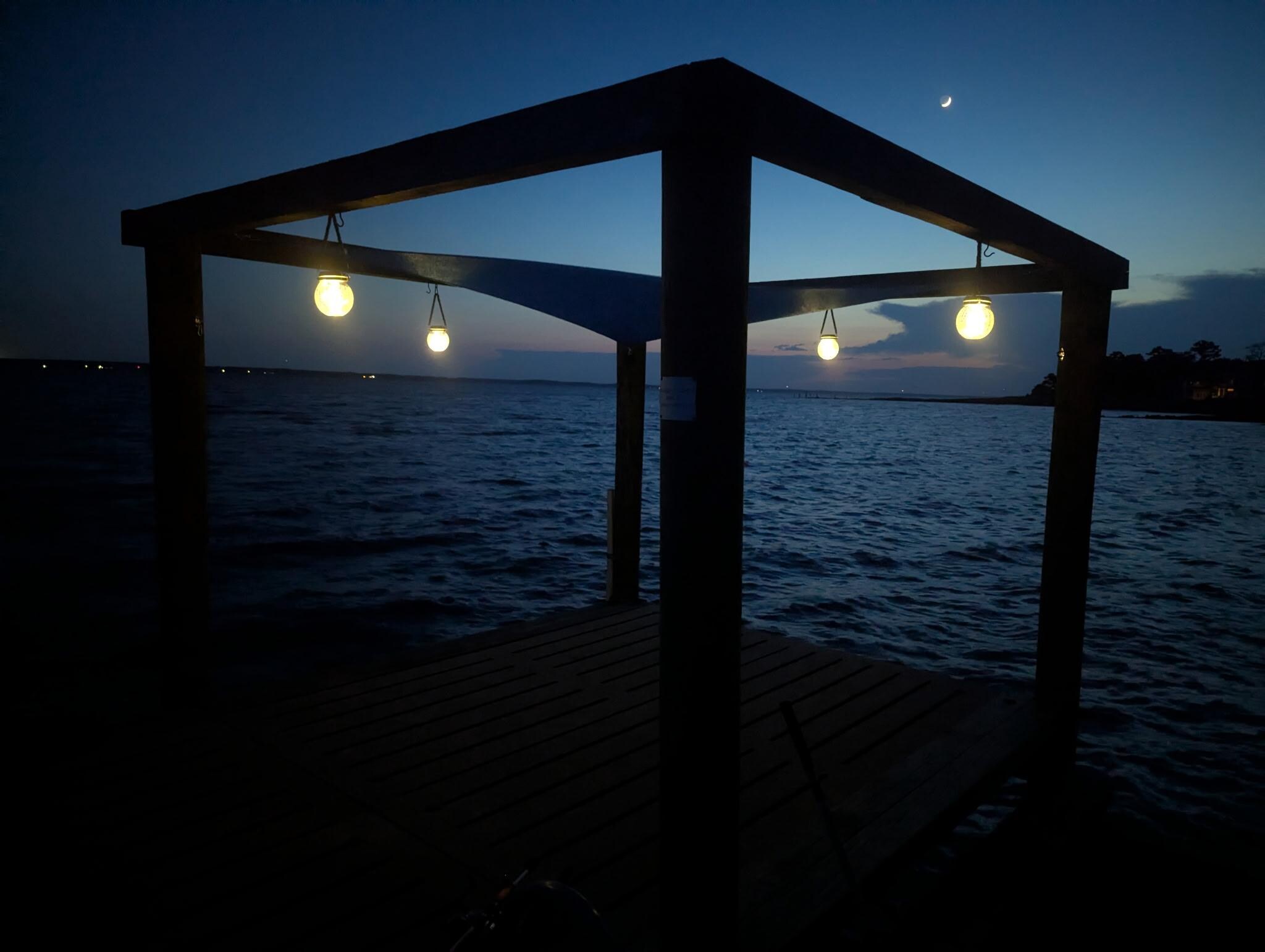 The dock at night.