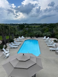 View behind the wonderful pool and deck area!