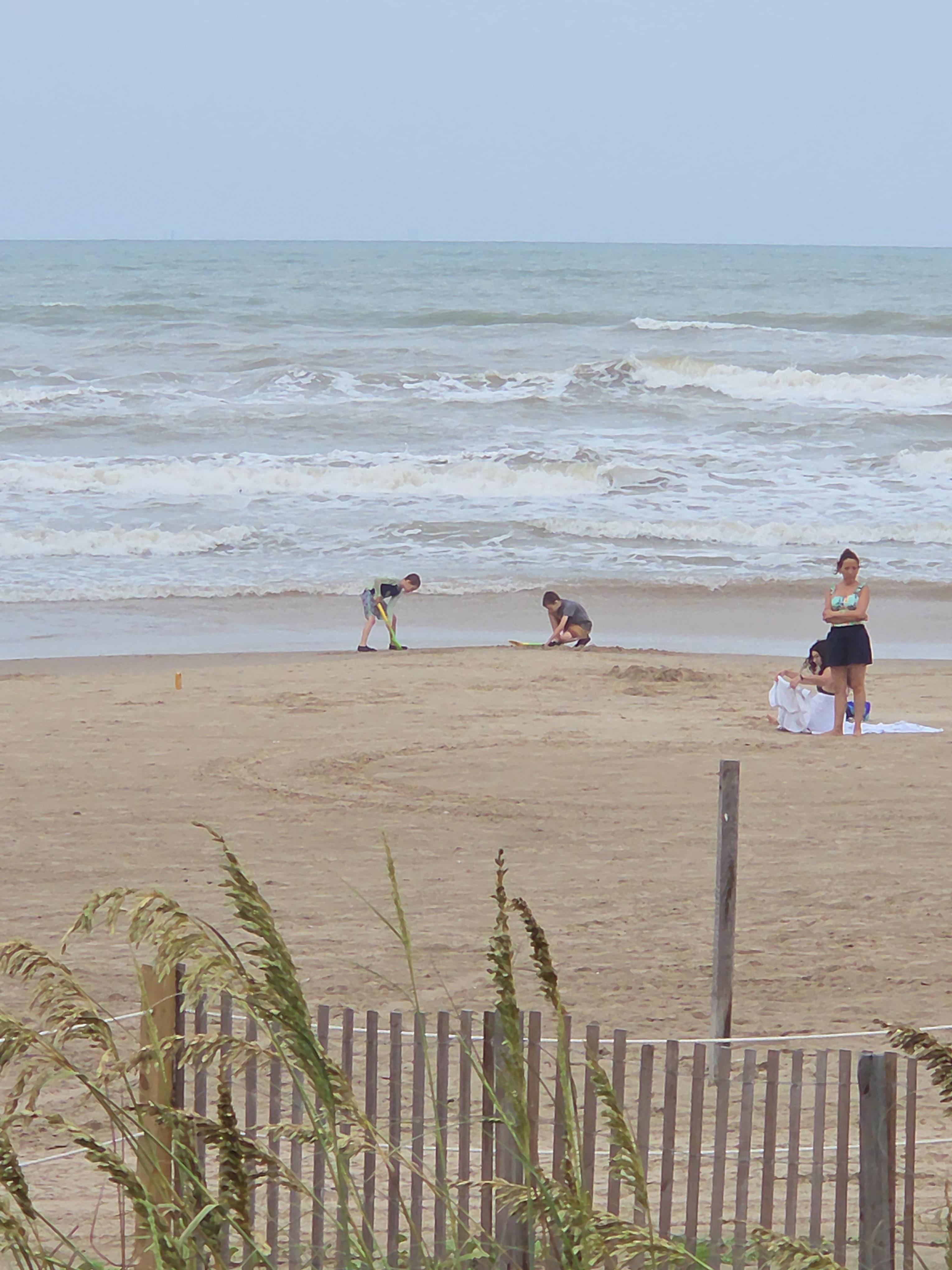 View from the pool area to beach.