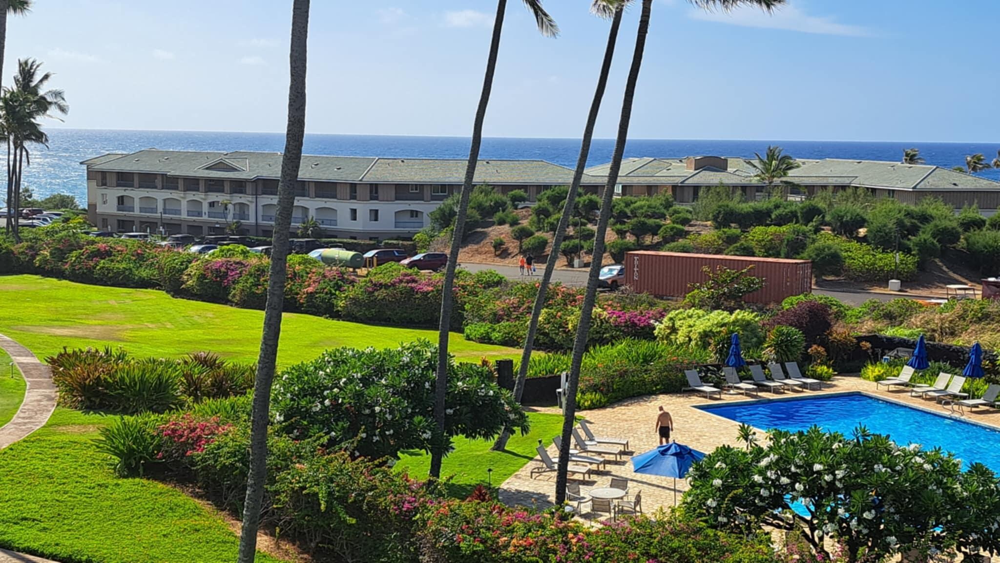 View from balcony towards pool
