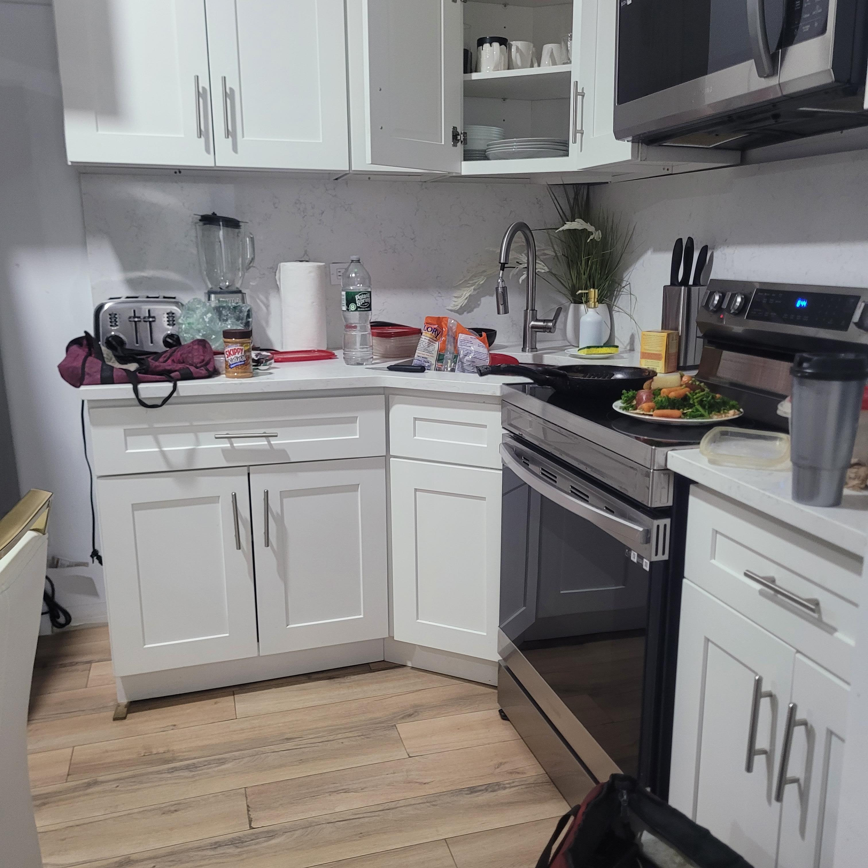 Kitchen fine except no DISHRACK. I used a towel. No coffeemaker, just a keurig.