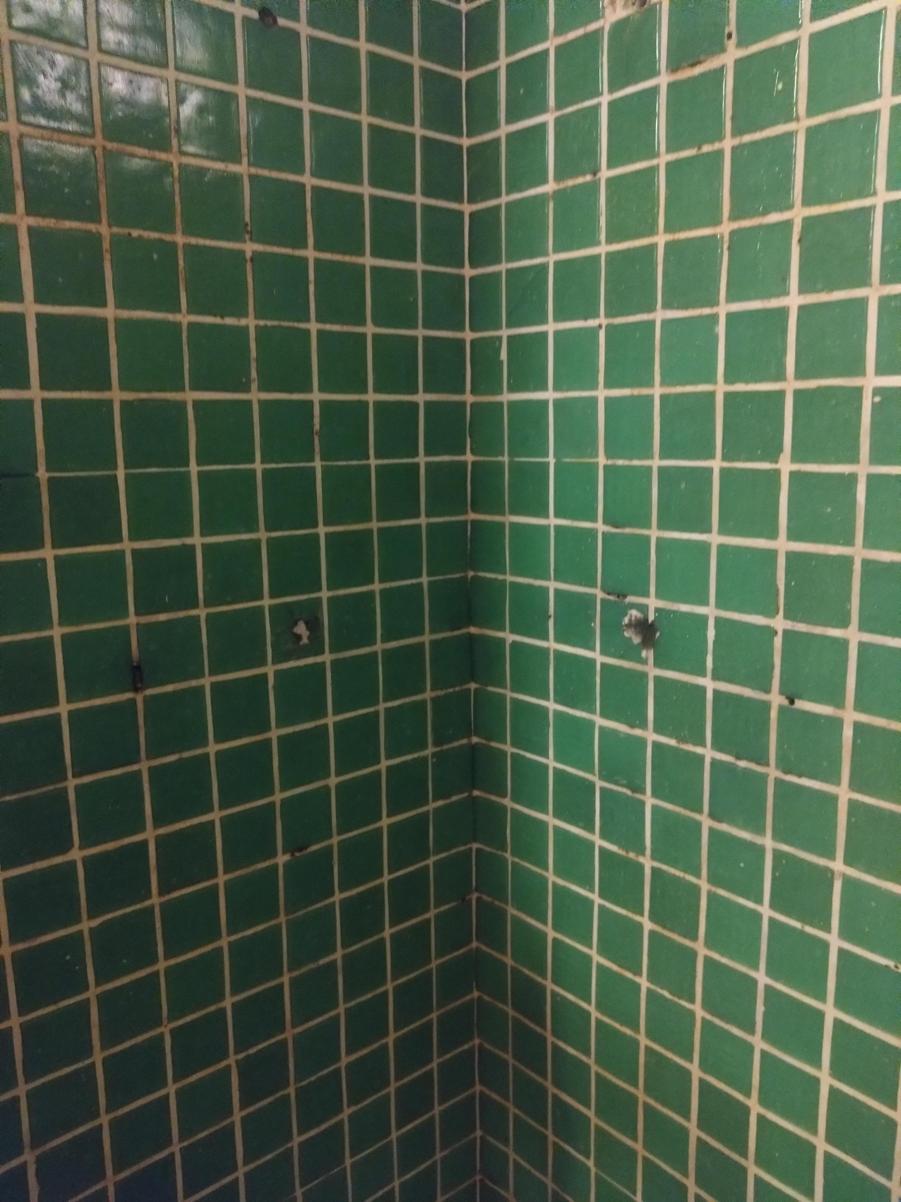 nicht ersetzte Halterung in der Dusche