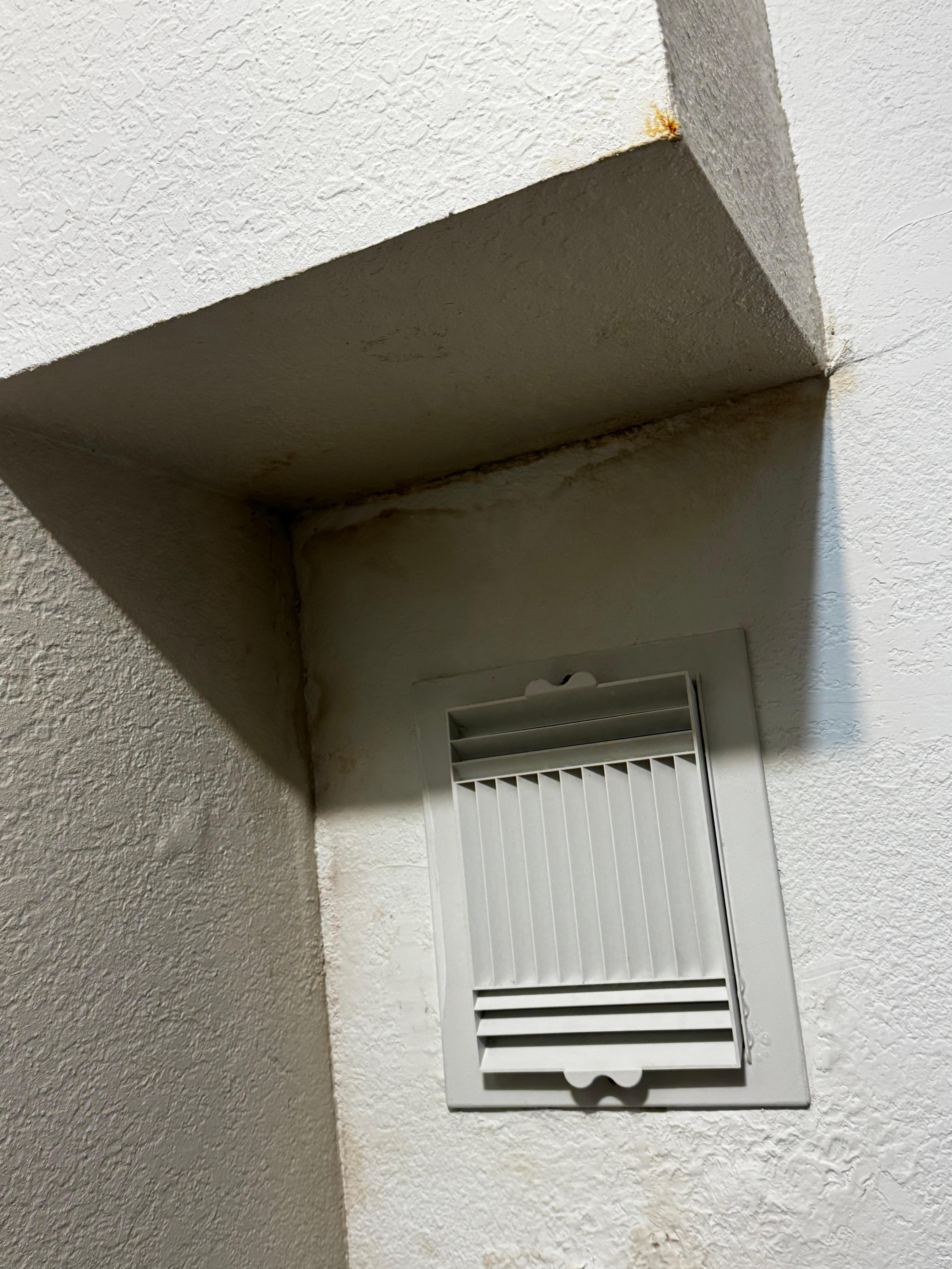Mold and moisture around A/C HVAC vents in bedrooms.