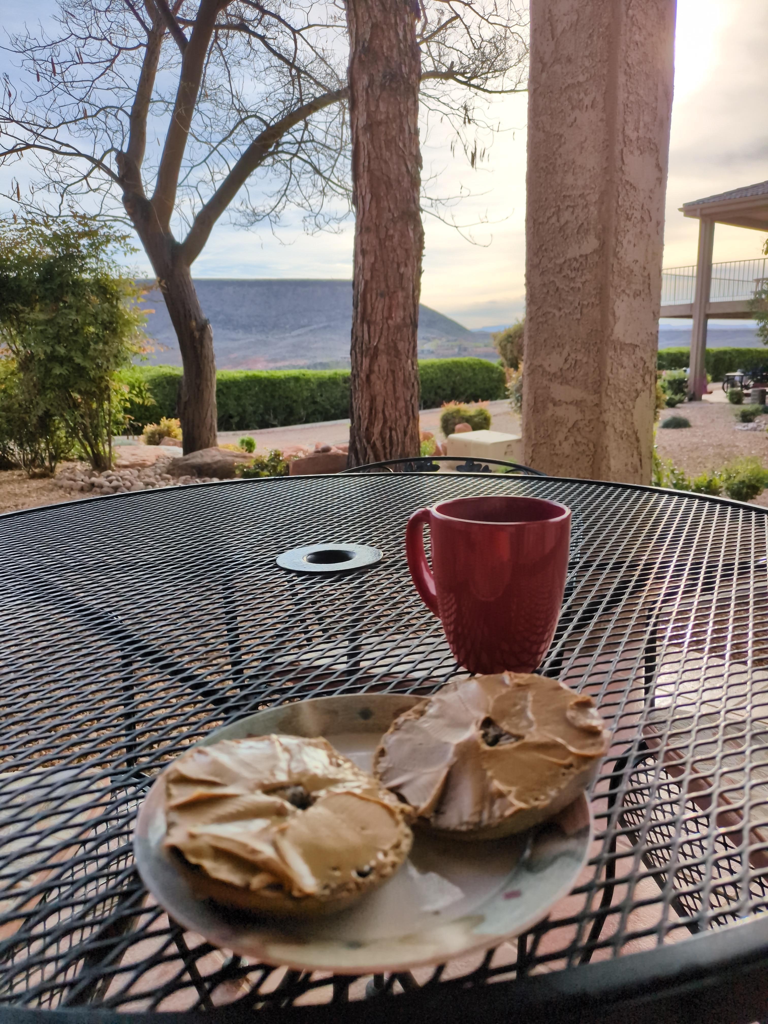 Breakfast and coffee on the patio