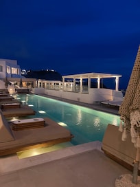 Night view of pool area