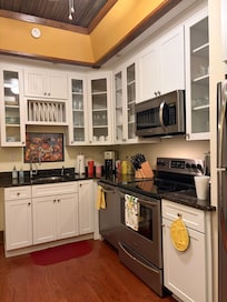 Fully stocked kitchen.