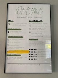 Please don’t have a sign that states “clean up after yourself when we pay a descent amount of money for the cleaning service. Shame on you!!!
