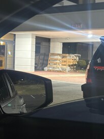 The front of the girl because they are doing construction on the entire first floor