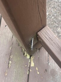 Deck detaching from railing