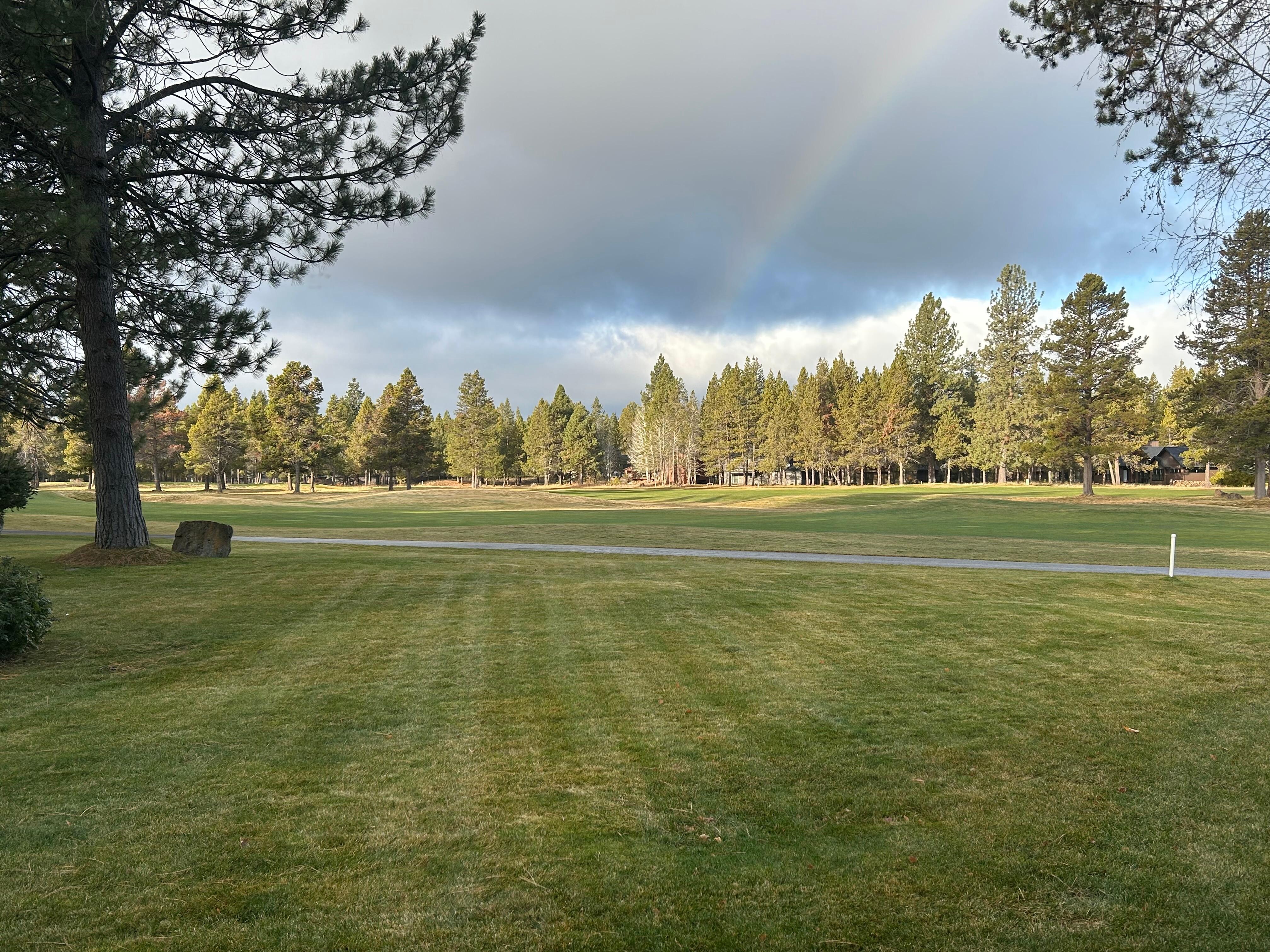 Standing on the condo deck looking out at the golf course 