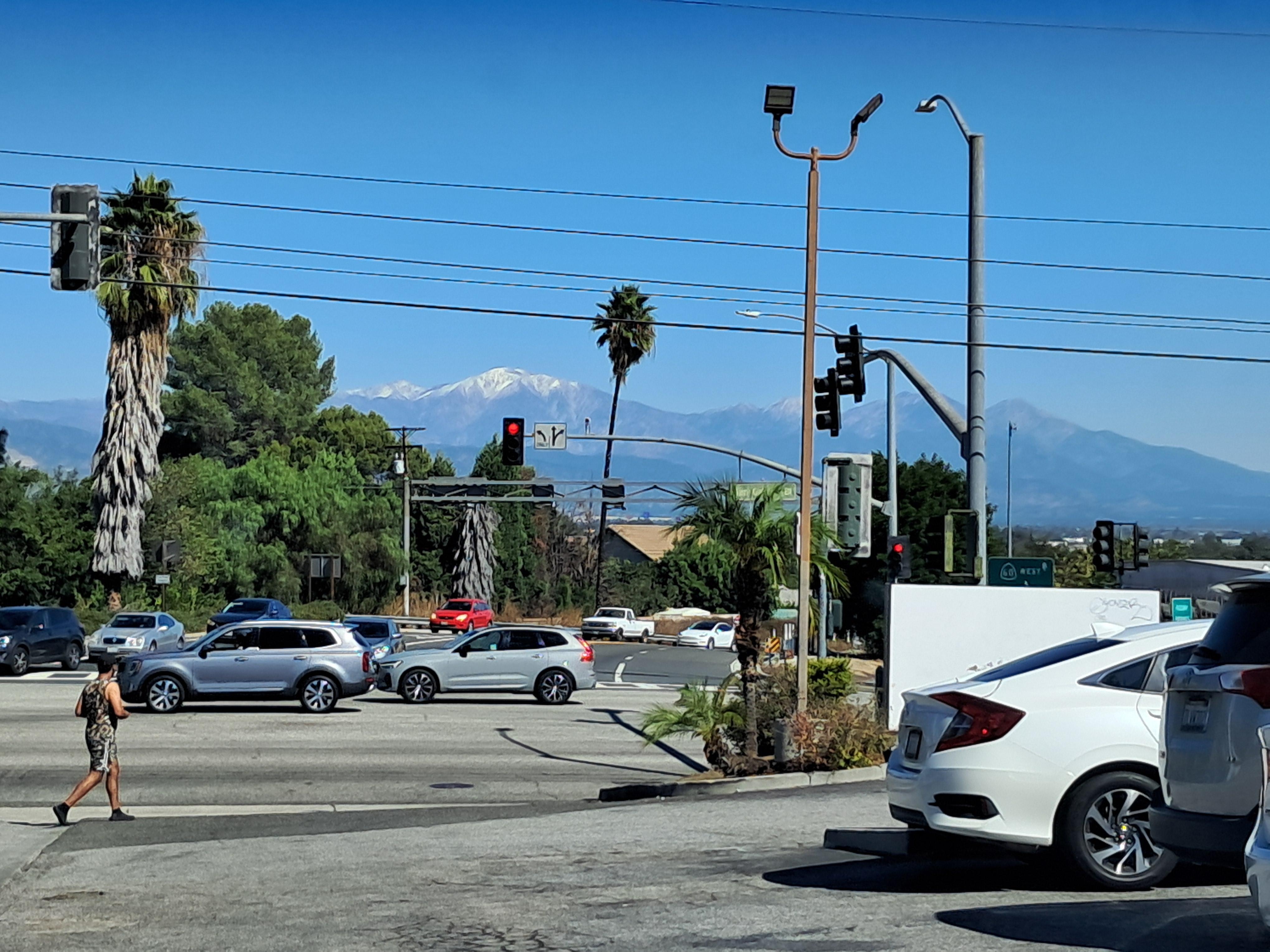 Mountain view from motel 6 Rosemead, see snow cap.