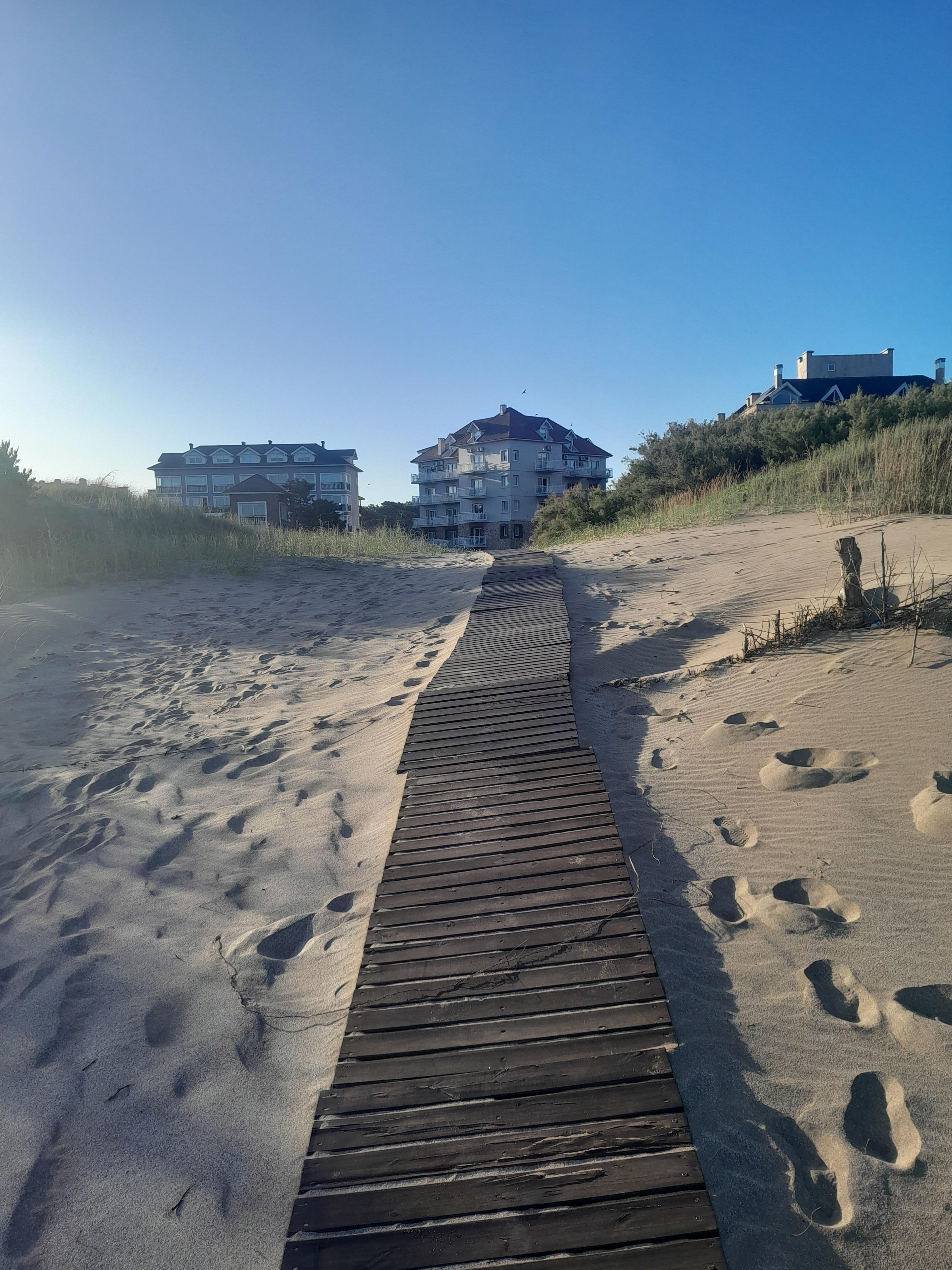 Path from beach to apart hotel