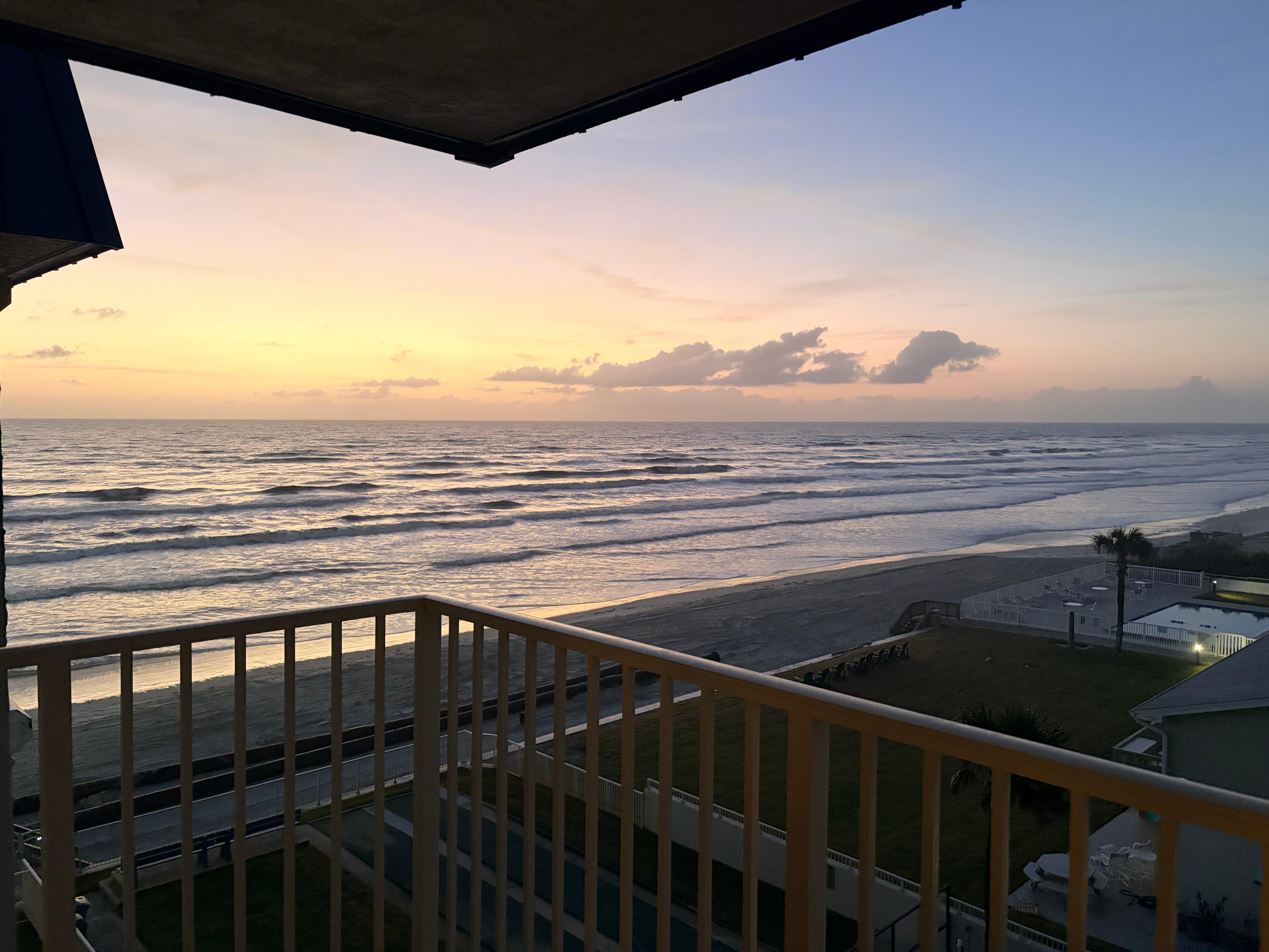 View from balcony at sunrise 