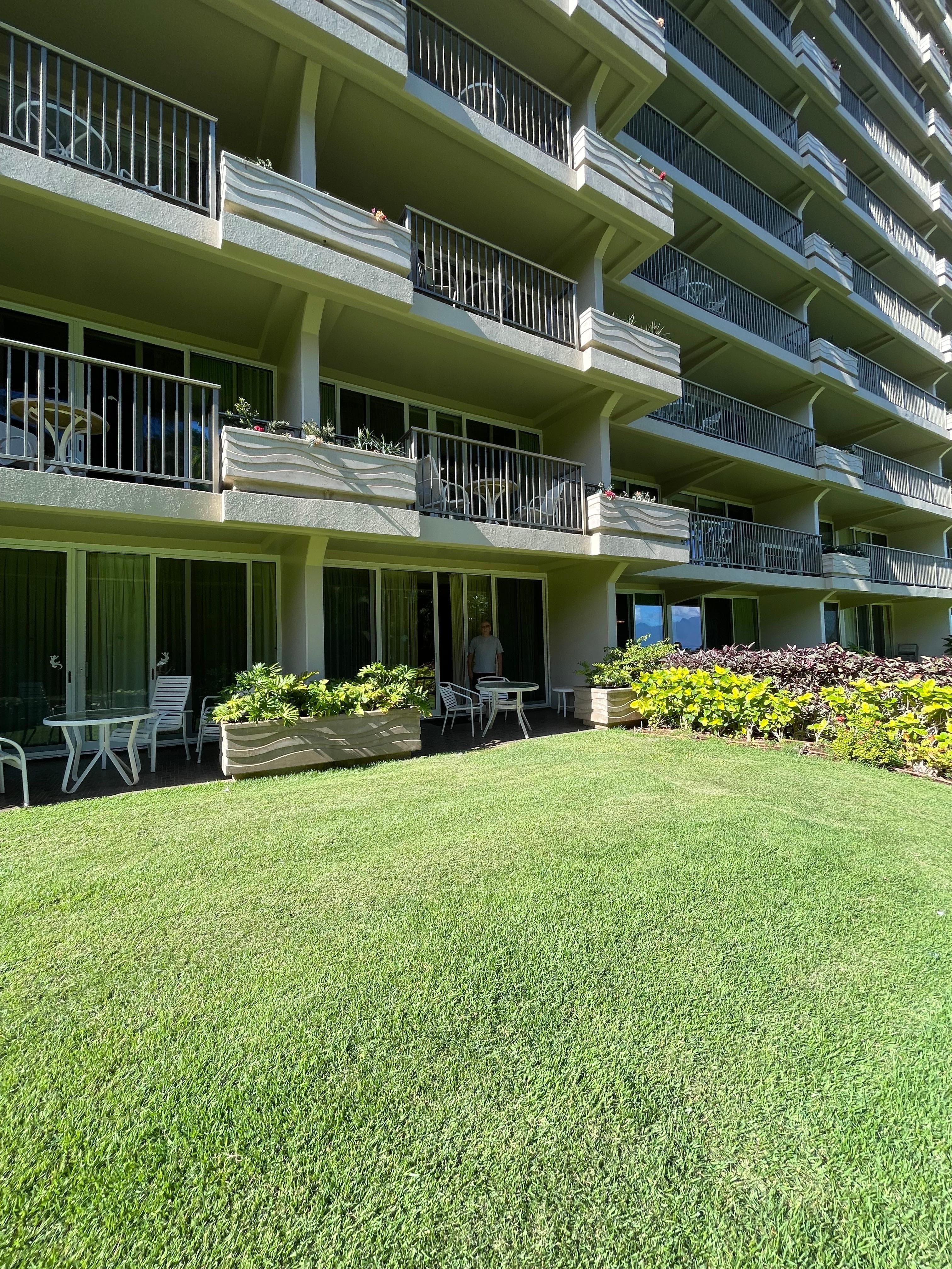View From The Lawn Toward The Unit's Ground Level Semi-Private Lanai