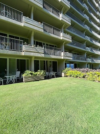 View From The Lawn Toward The Unit's Ground Level Semi-Private Lanai