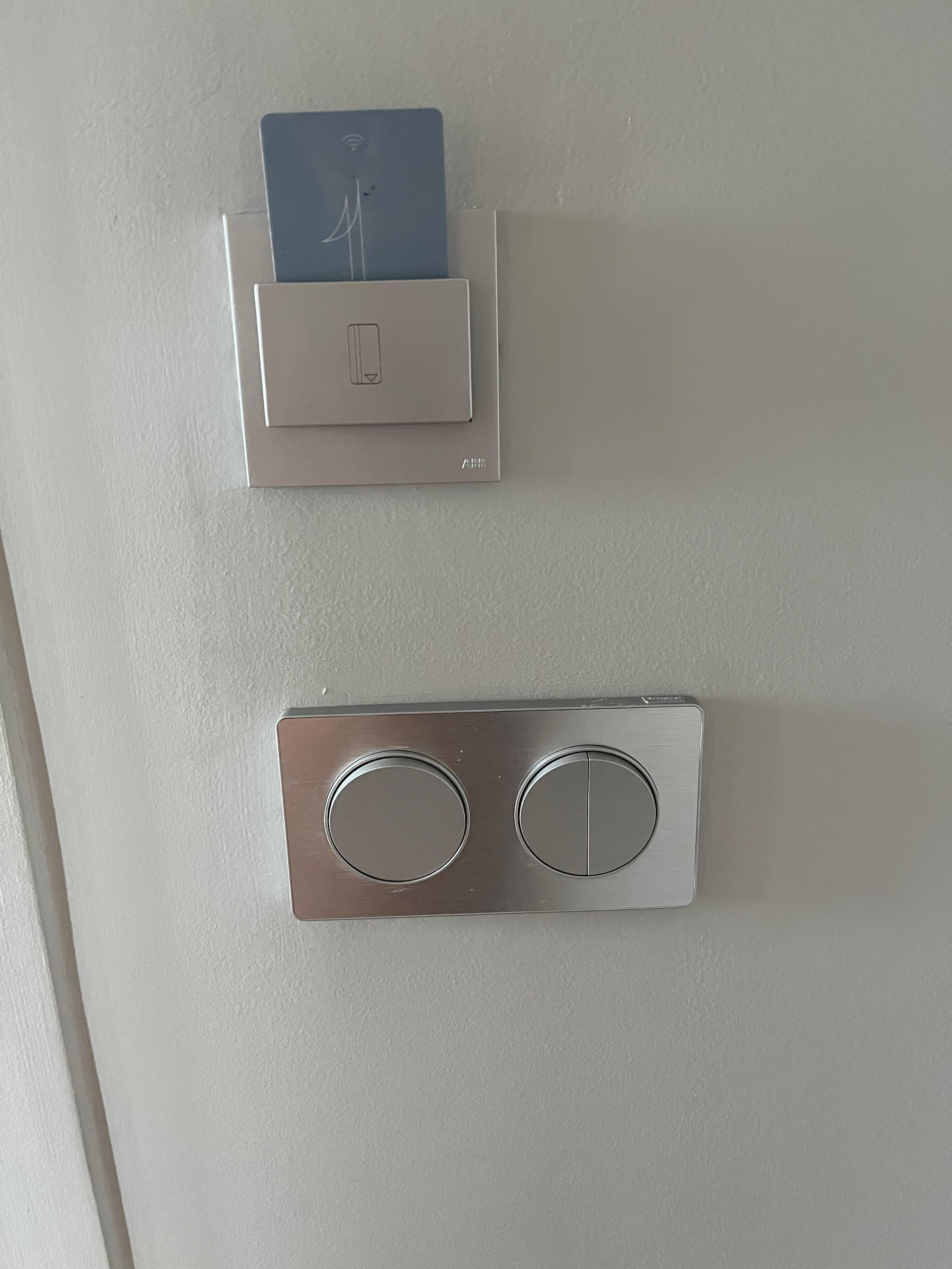 Surprised at having to leave a key card in a slot to work the lights! Good way to make us remember to turn them off.