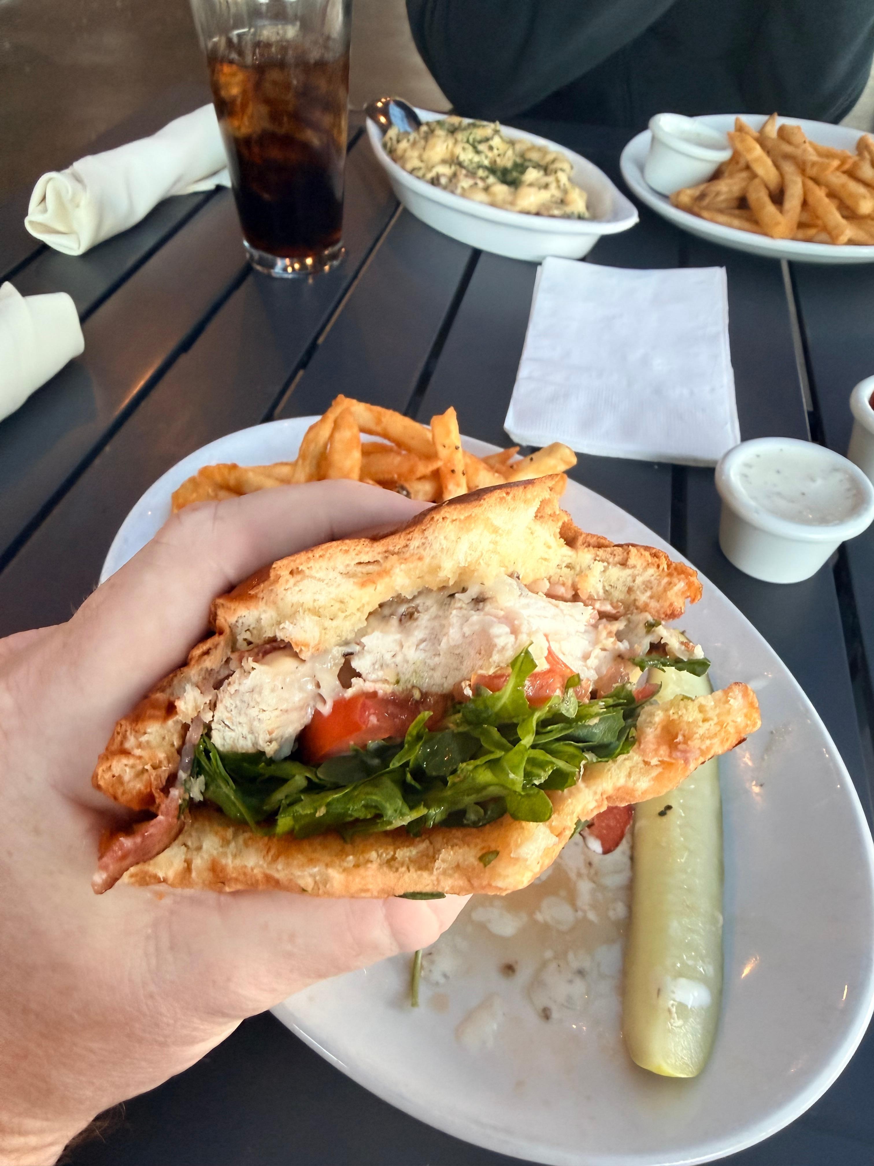 Great chicken sandwich at the hotel’s restaurant 