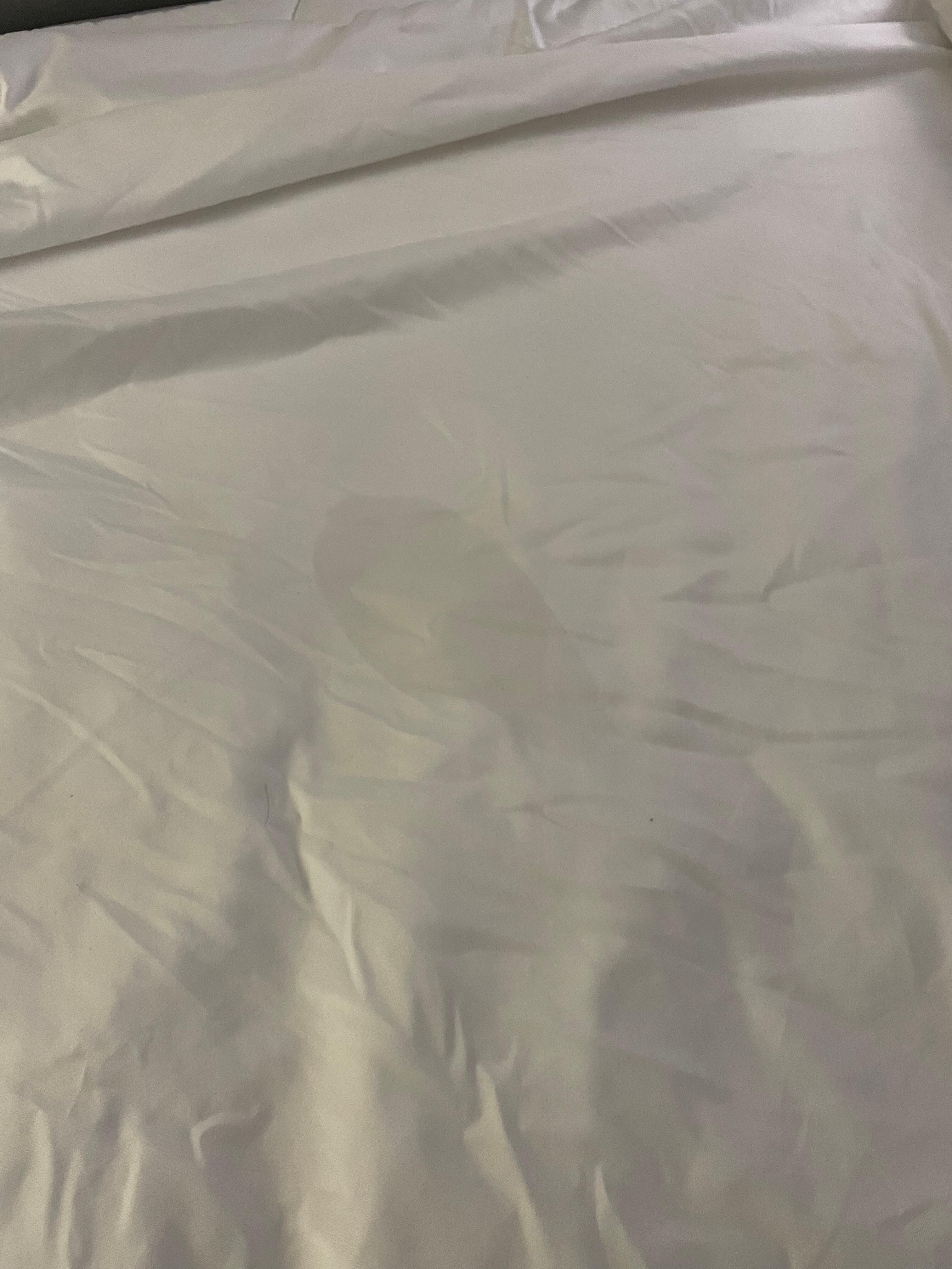Stain on bed.
