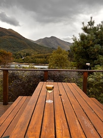 Enjoying a wine and the views outside!