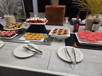 Buffet style pastry desserts during dinner