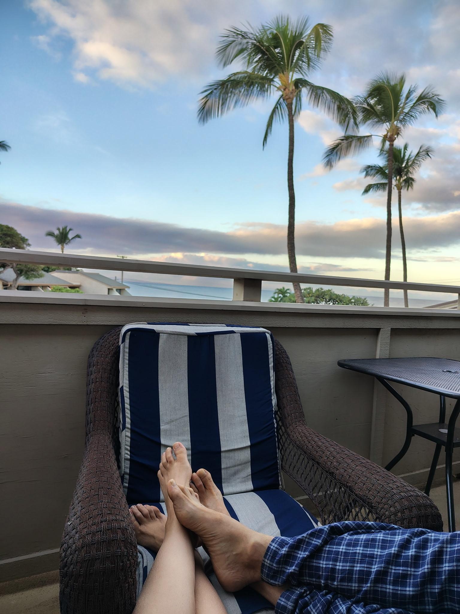 We walked three minutes to the westerly facing beach for fantastic sunsets, but you can see them from the lanai (porch) as well.
